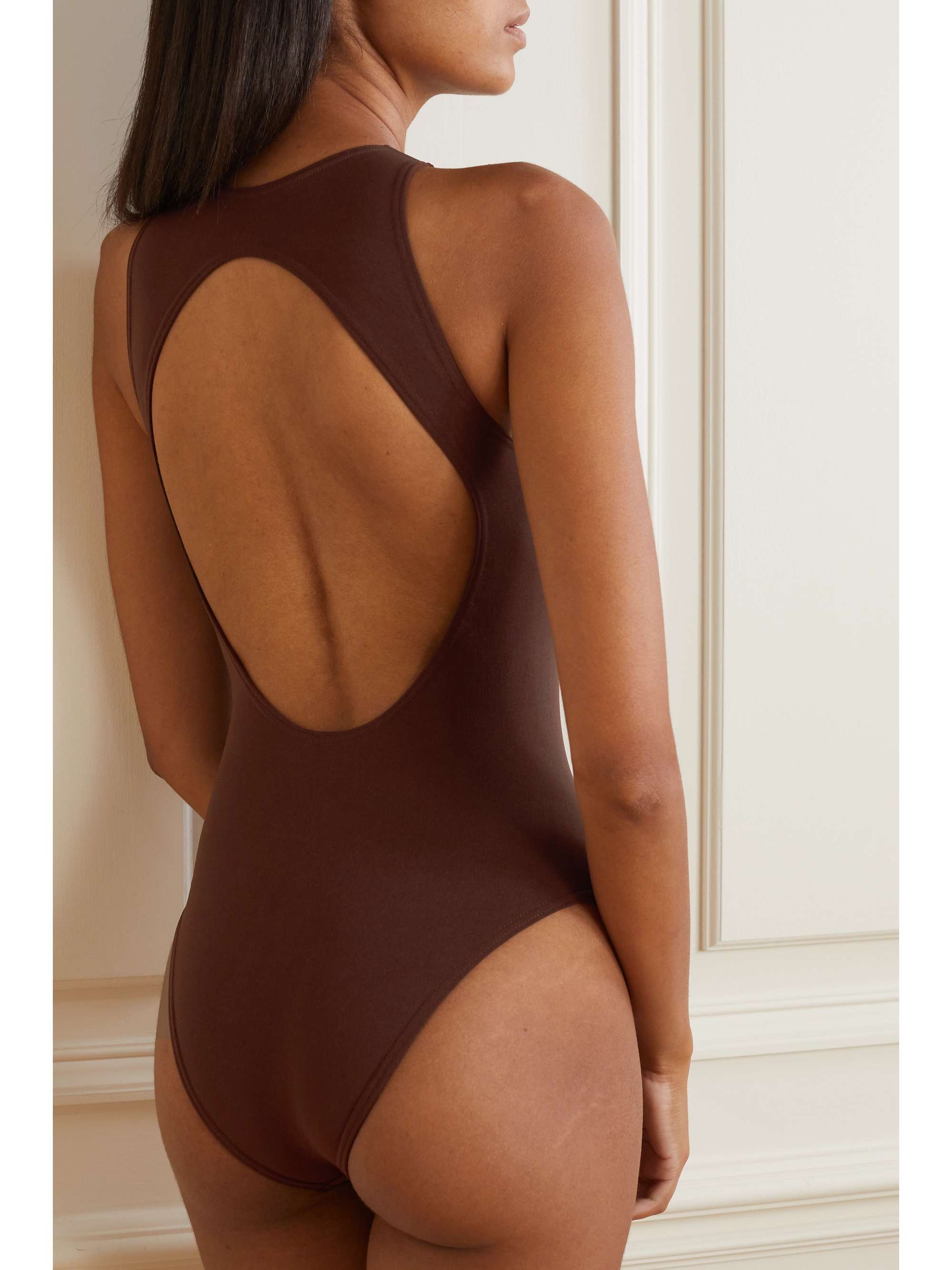 ALAÏA Open-back laser-cut swimsuit