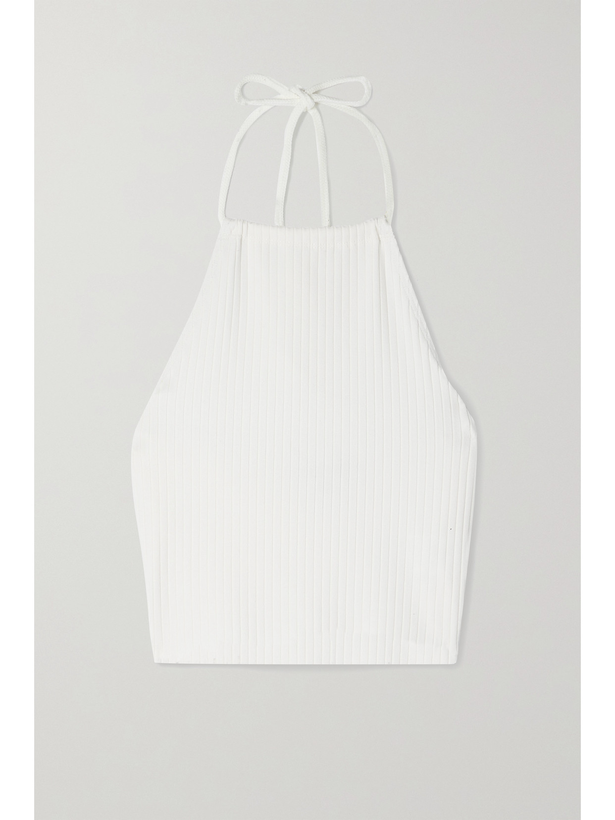Cropped Ribbed Stretch-Cotton Halterneck Top