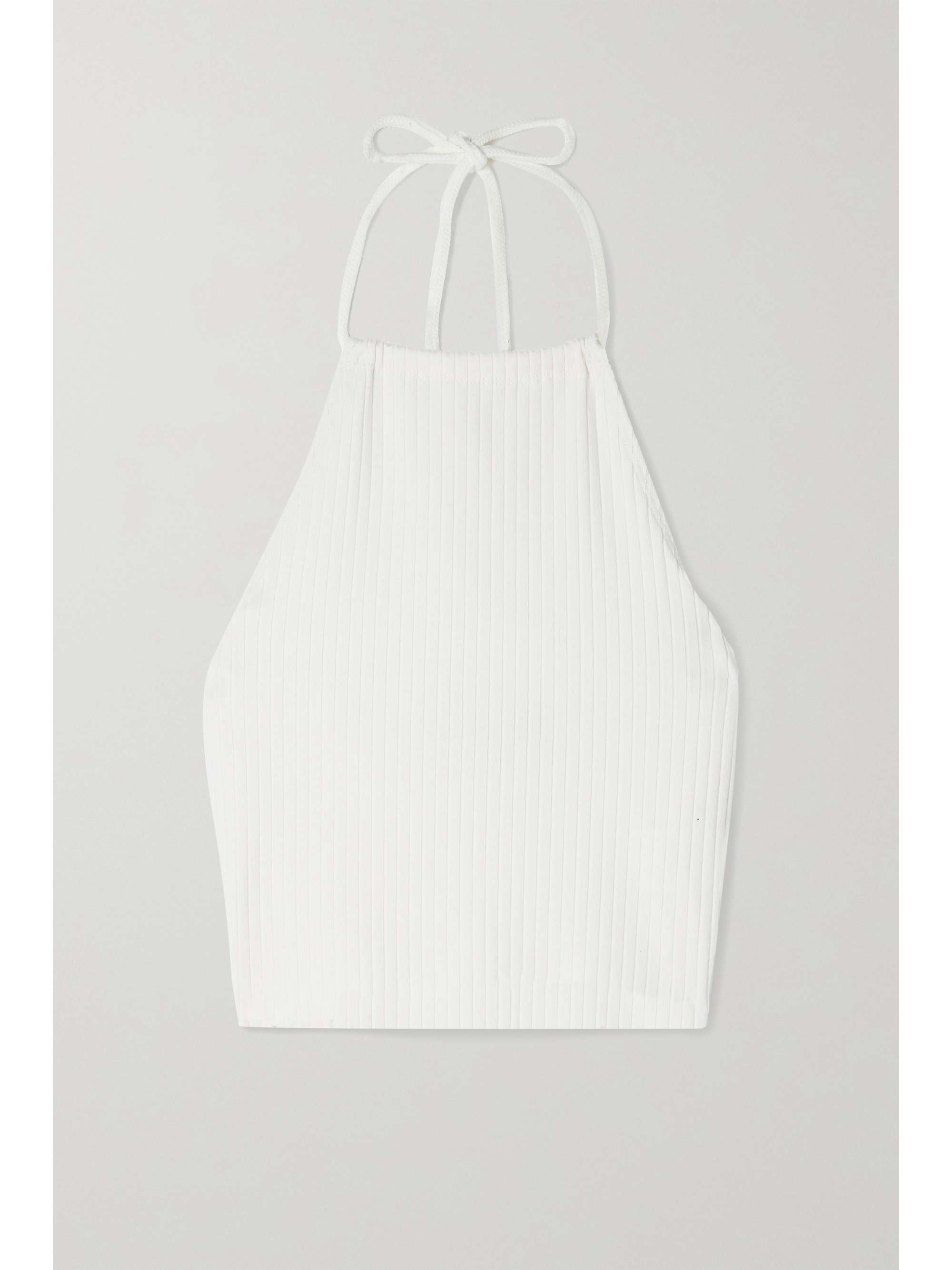 net-a-porter.com | Cropped ribbed stretch-cotton halterneck top