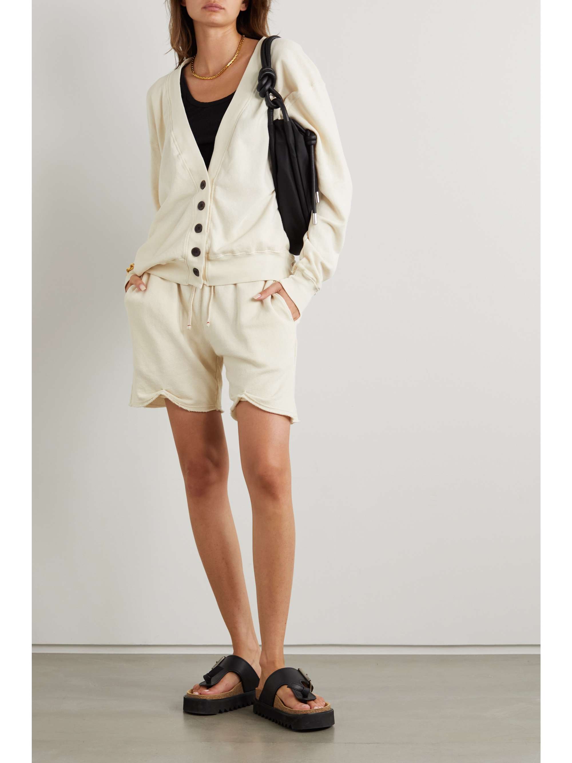 Ivory Organic cotton-terry cardigan 