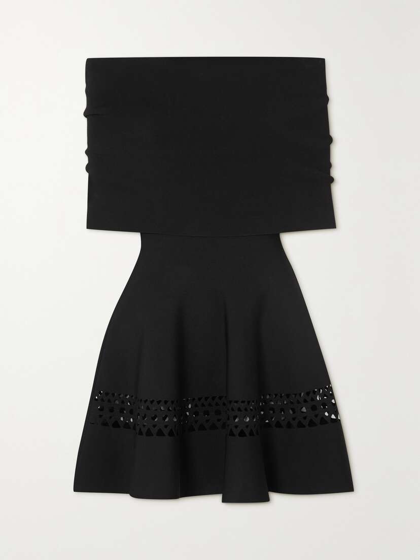 Alaïa Editions Off-the-shoulder Laser-cut Stretch-jersey Mini Dress