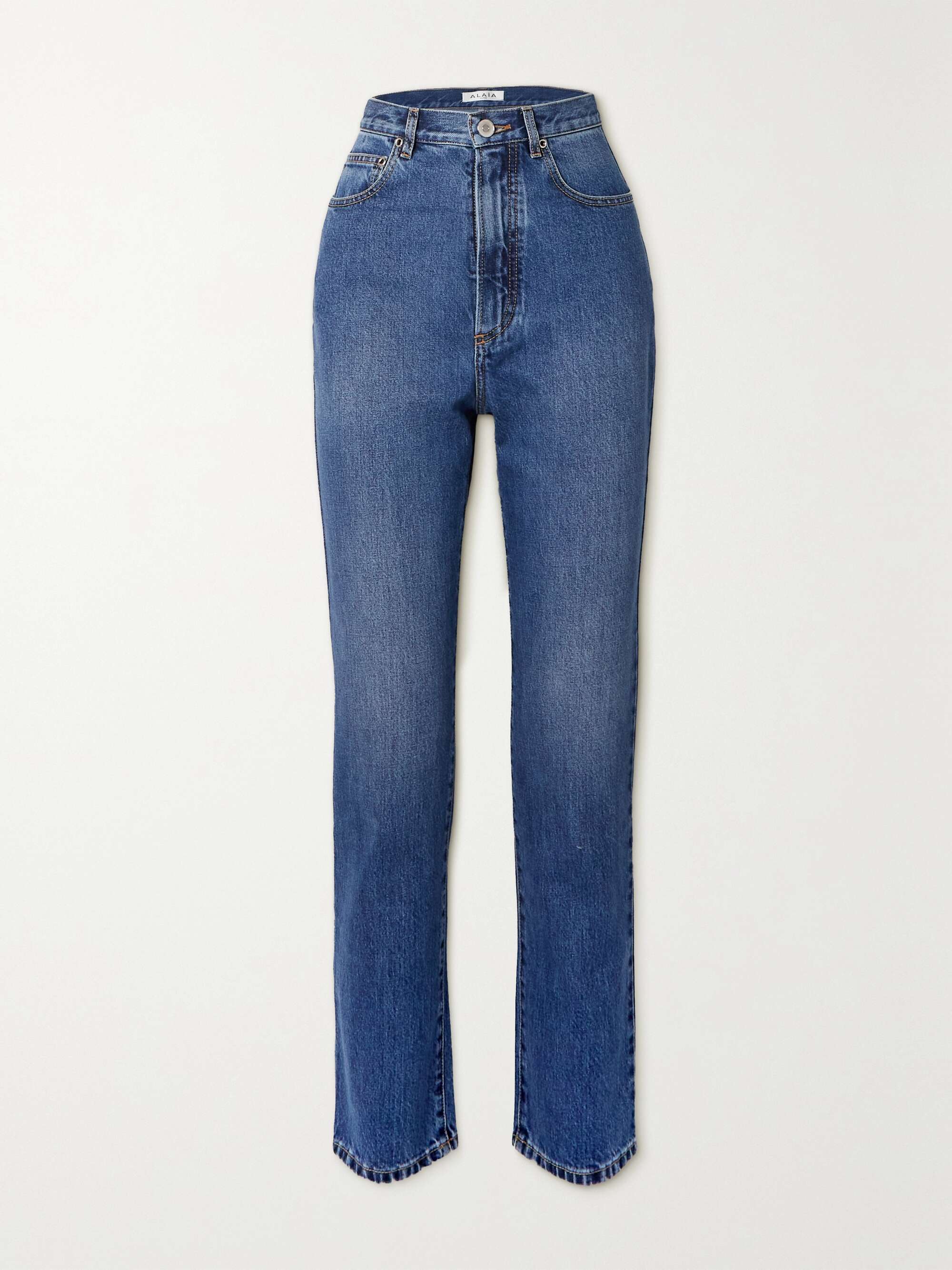 High-rise straight-leg jeans