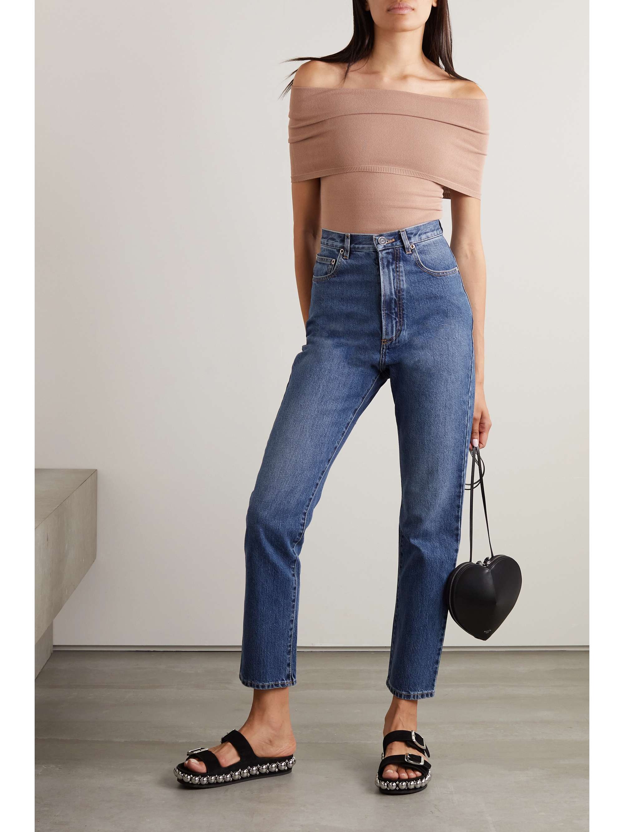 High-rise straight-leg jeans