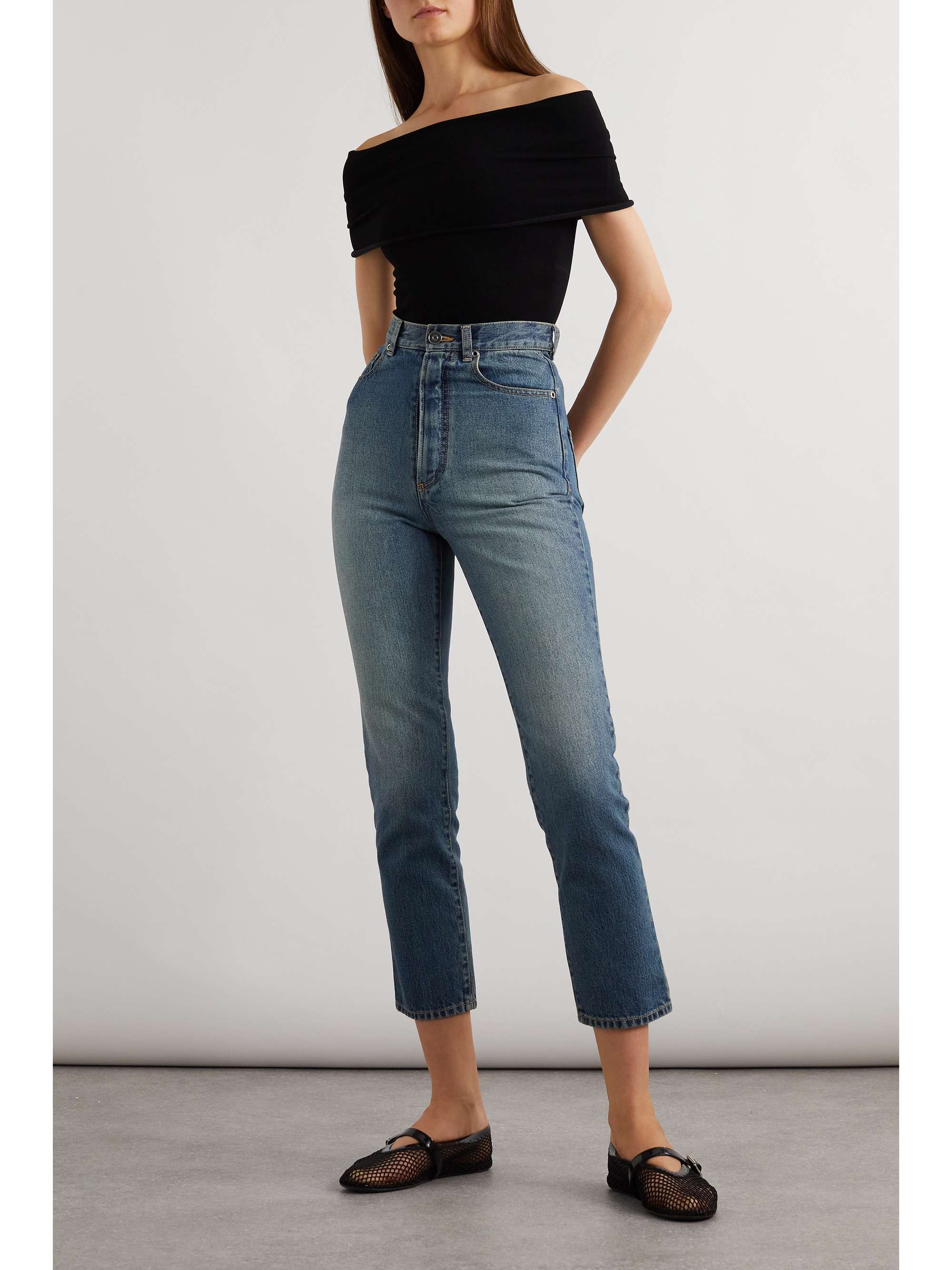 Denim knit crop top in blue - Alaia