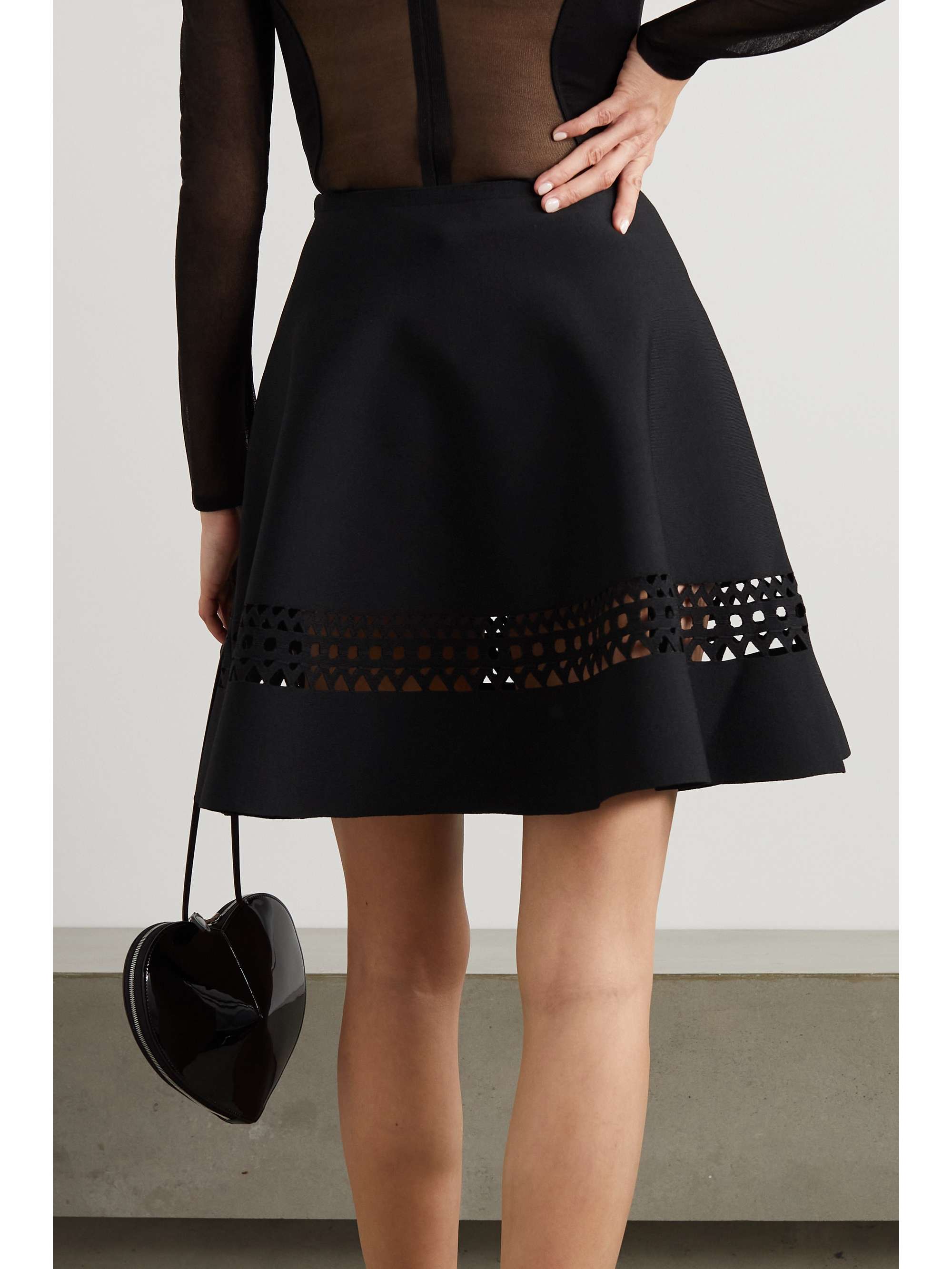 ALAÏA Vienne laser-cut stretch-knit mini skirt