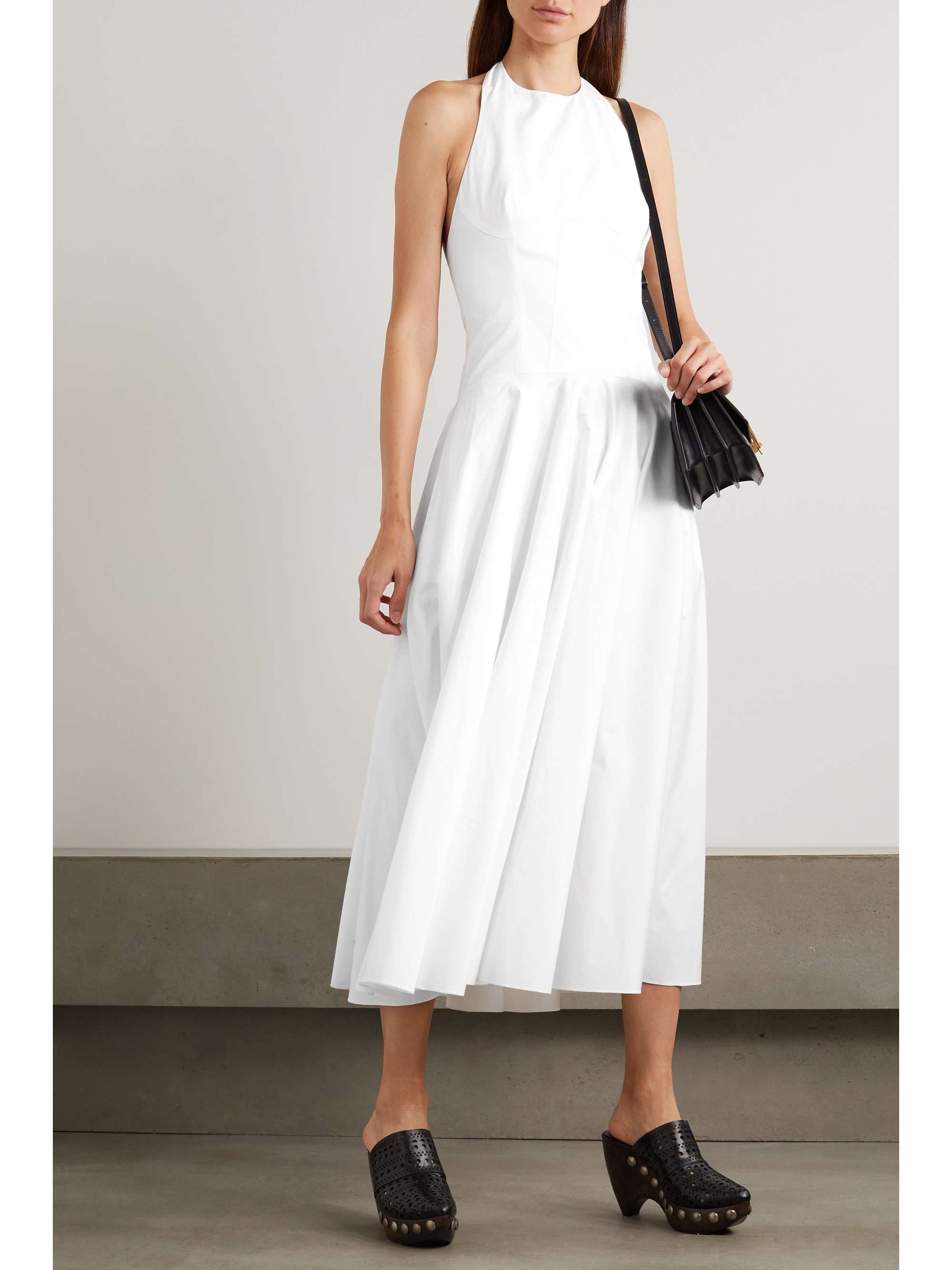 ALAÏA Cotton-poplin halterneck maxi dress