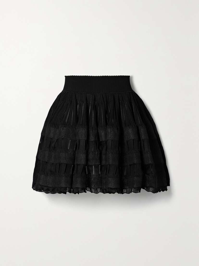 Alaïa Ruffled Crochet-knit Mini Skirt
