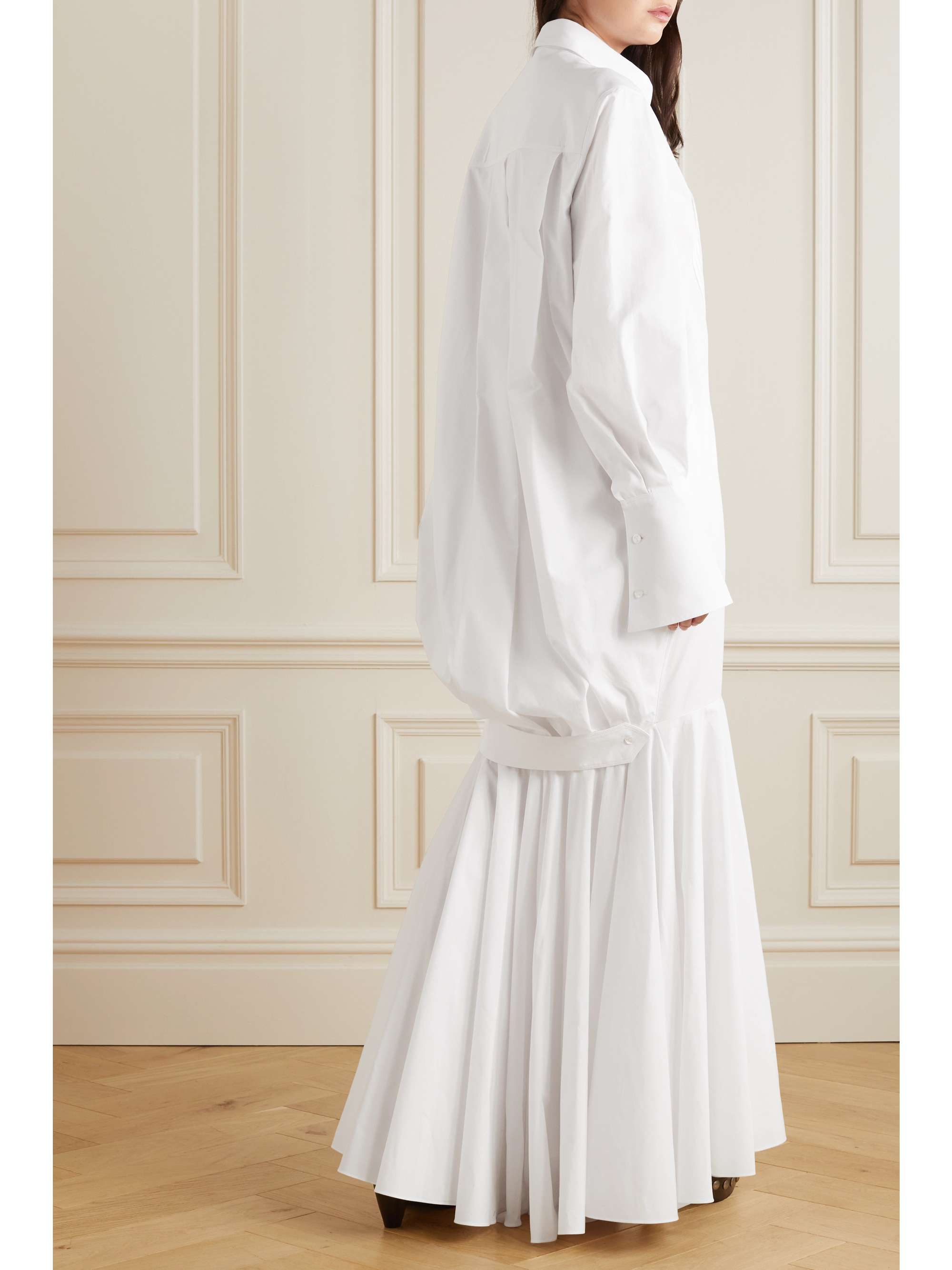 ALAÏA Gathered cotton-poplin maxi shirt dress | NET-A-PORTER
