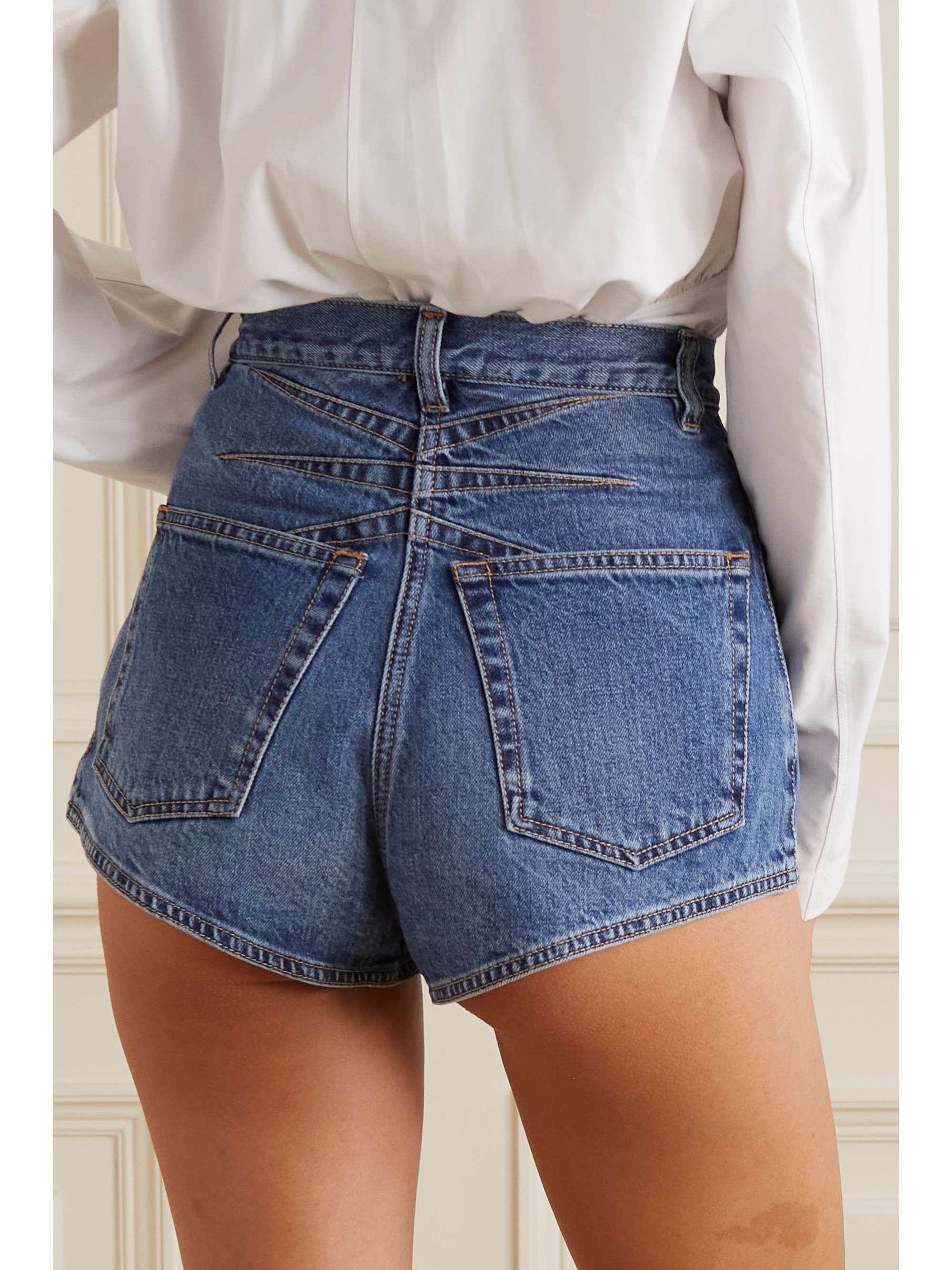 Mid denim Stretch-denim shorts | ALAÏA 