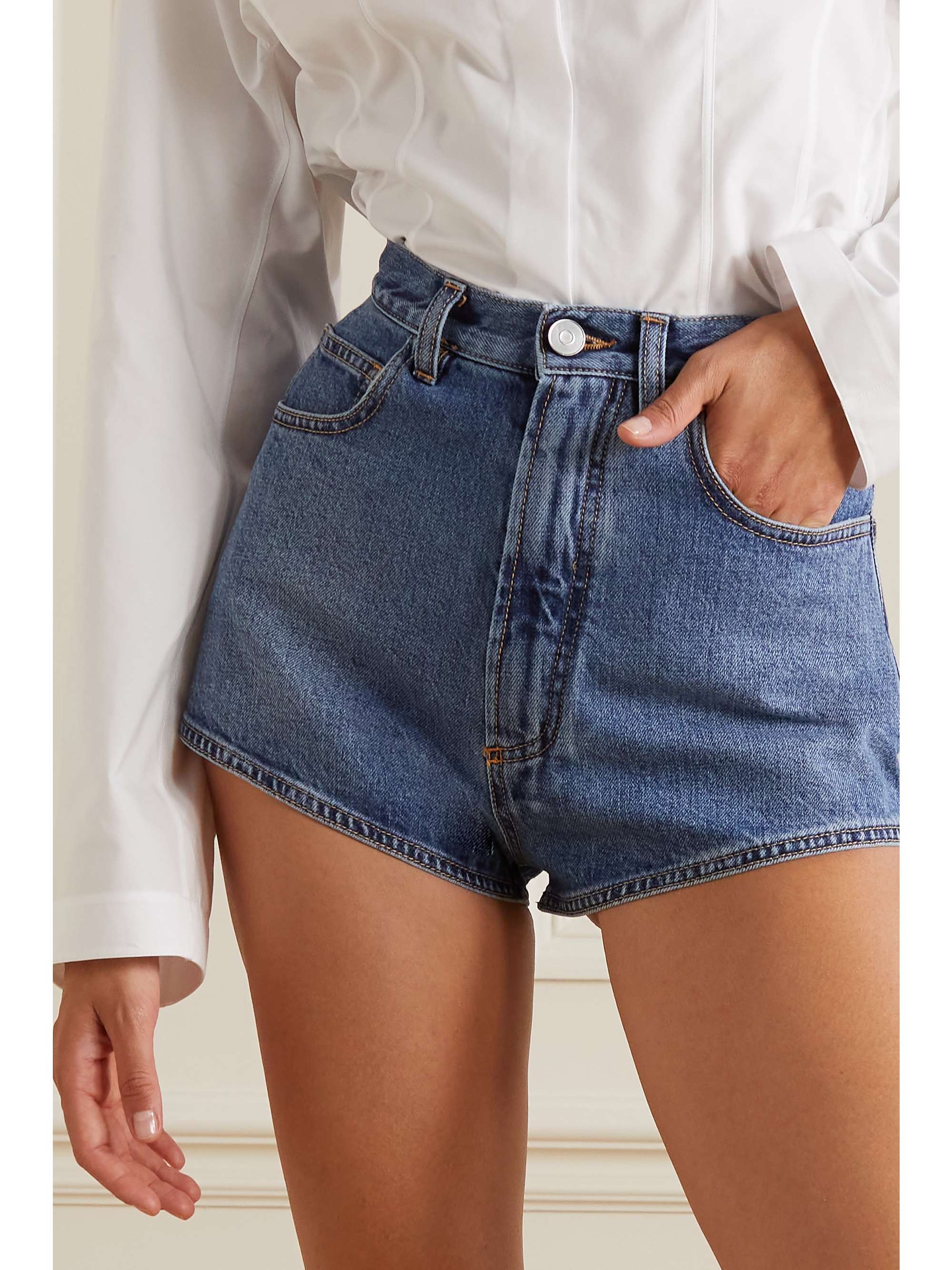 Mid denim Stretch-denim shorts | ALAÏA 