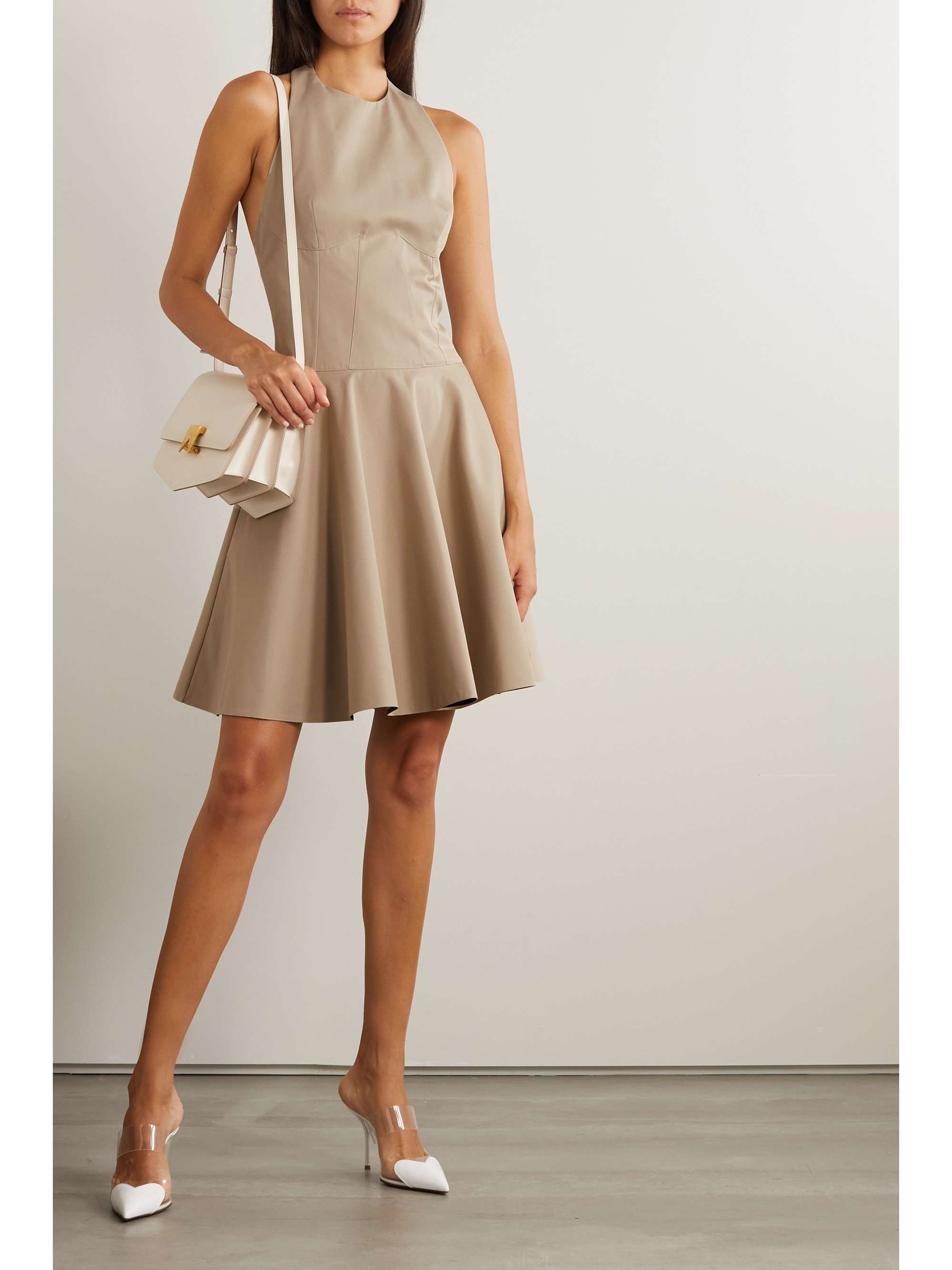 net-a-porter.com | Fluted twill halterneck mini dress