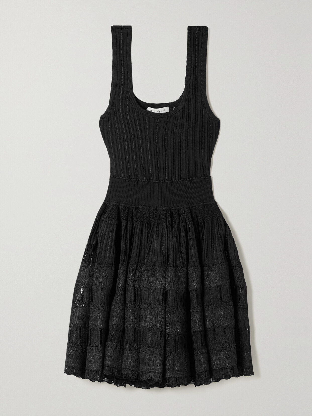 Alaïa Ribbed Pointelle-knit Mini Dress In Black