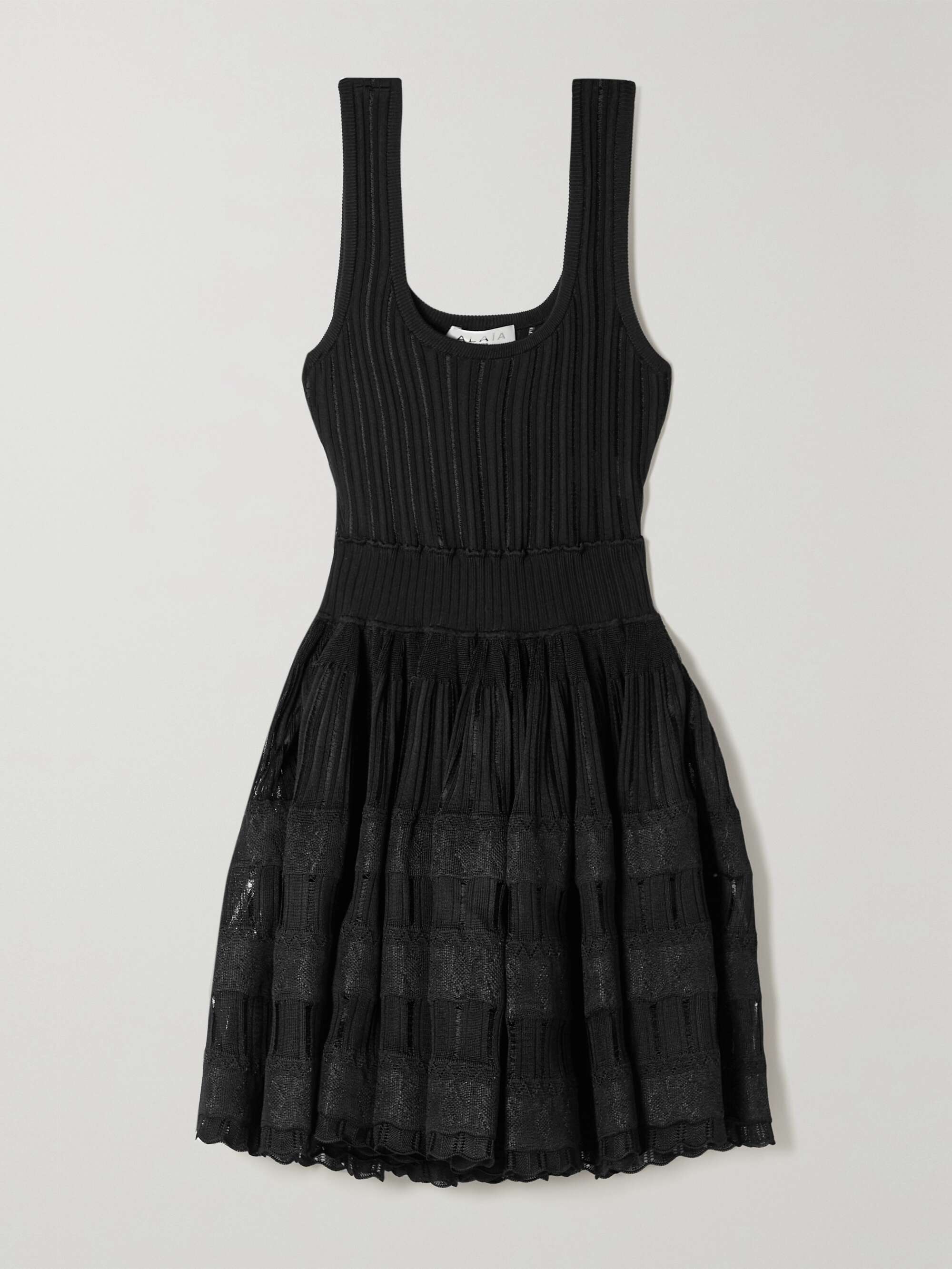 ALAÏA Ribbed pointelle-knit mini dress | NET-A-PORTER