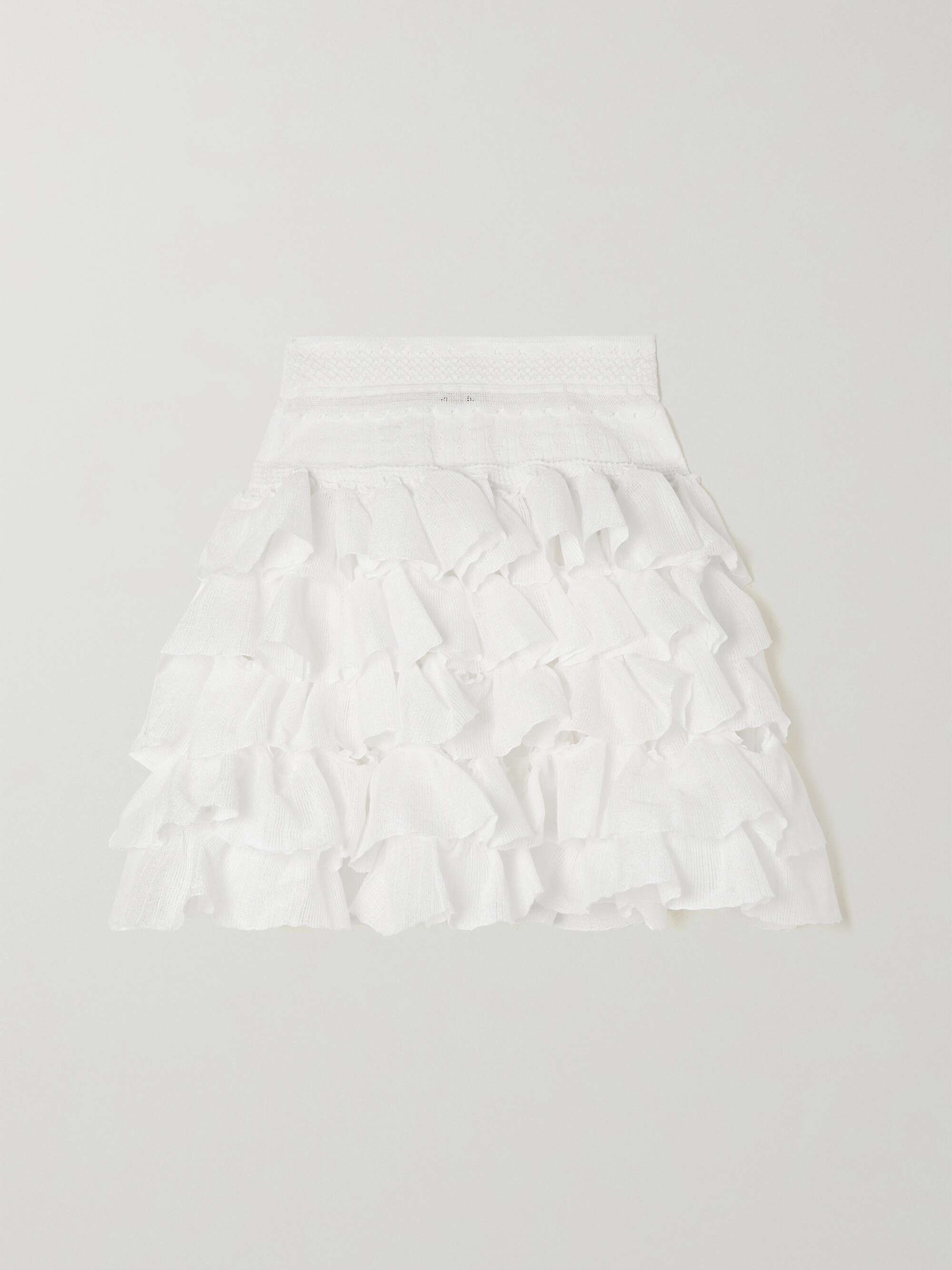 ALAÏA Ruffled tiered stretch-knit mini skirt | NET-A-PORTER