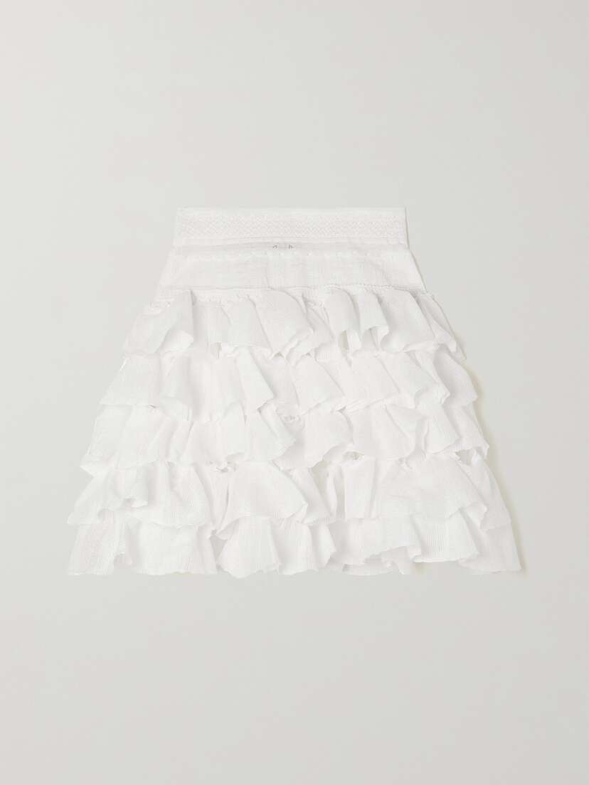 Alaïa Ruffled Tiered Stretch-knit Mini Skirt