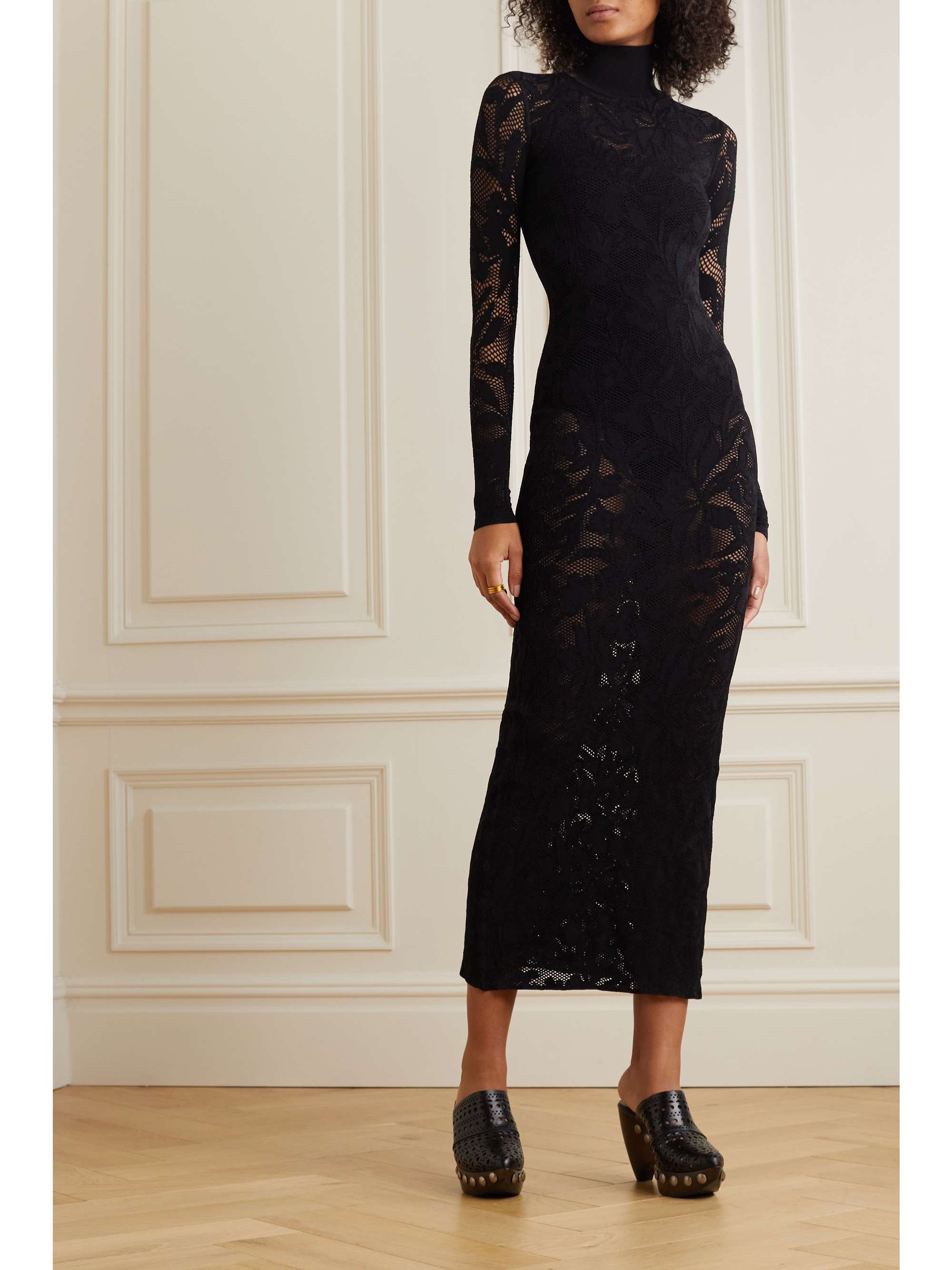 ALAÏA Lace turtleneck midi dress | NET-A-PORTER