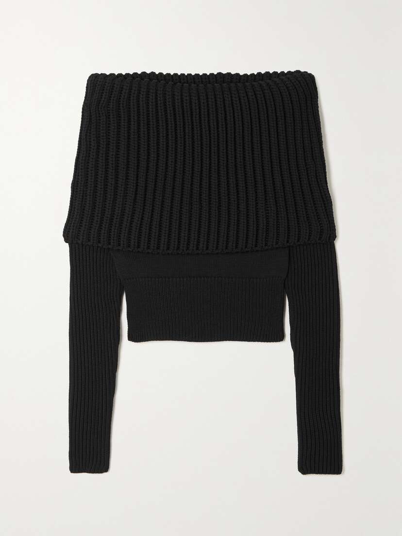 Alaïa Detroit Off-the-shoulder Ribbed-knit Sweater