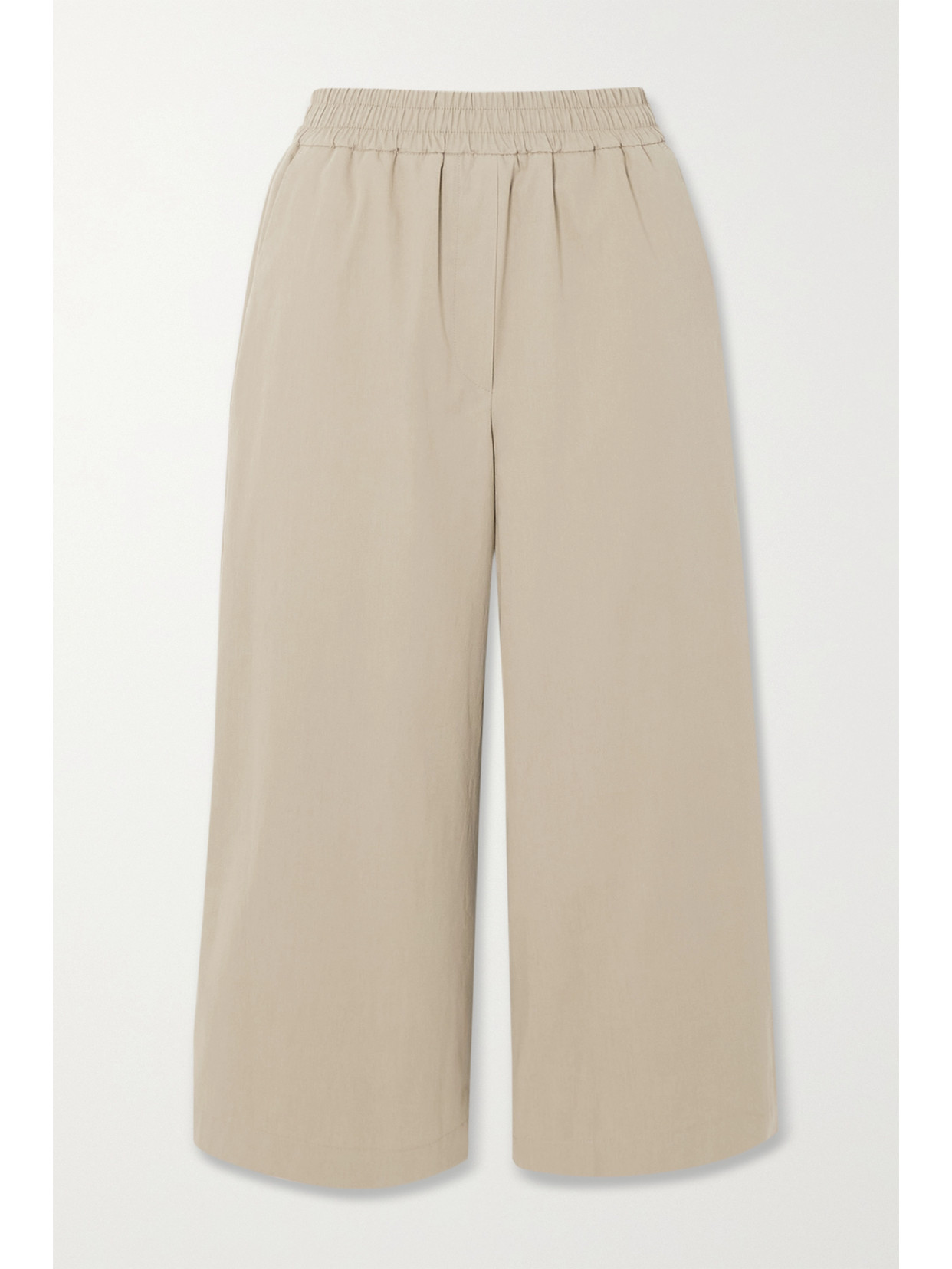 LOEWE CROPPED EMBROIDERED COTTON WIDE-LEG PANTS