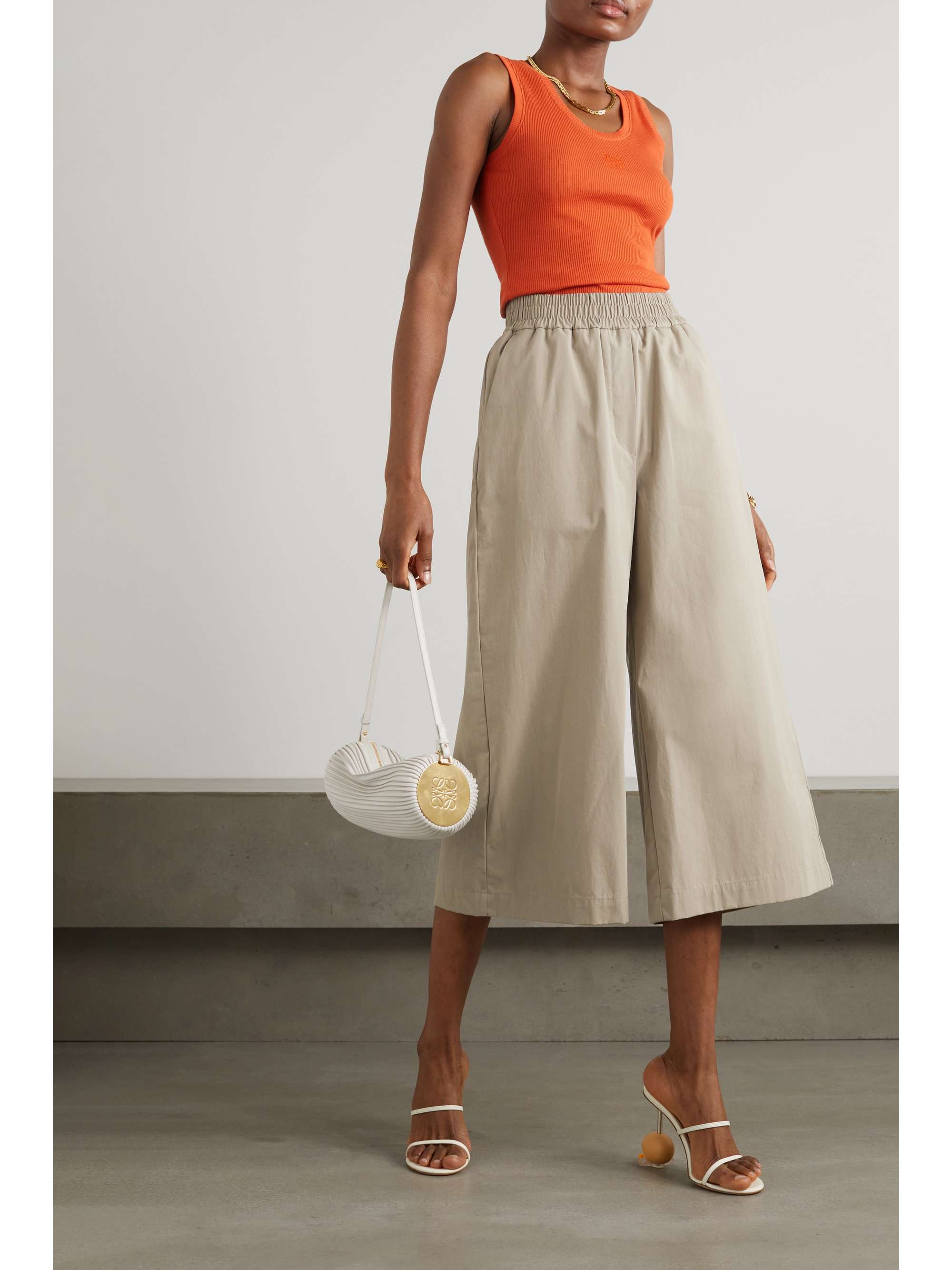 Stone Cropped embroidered cotton wide 