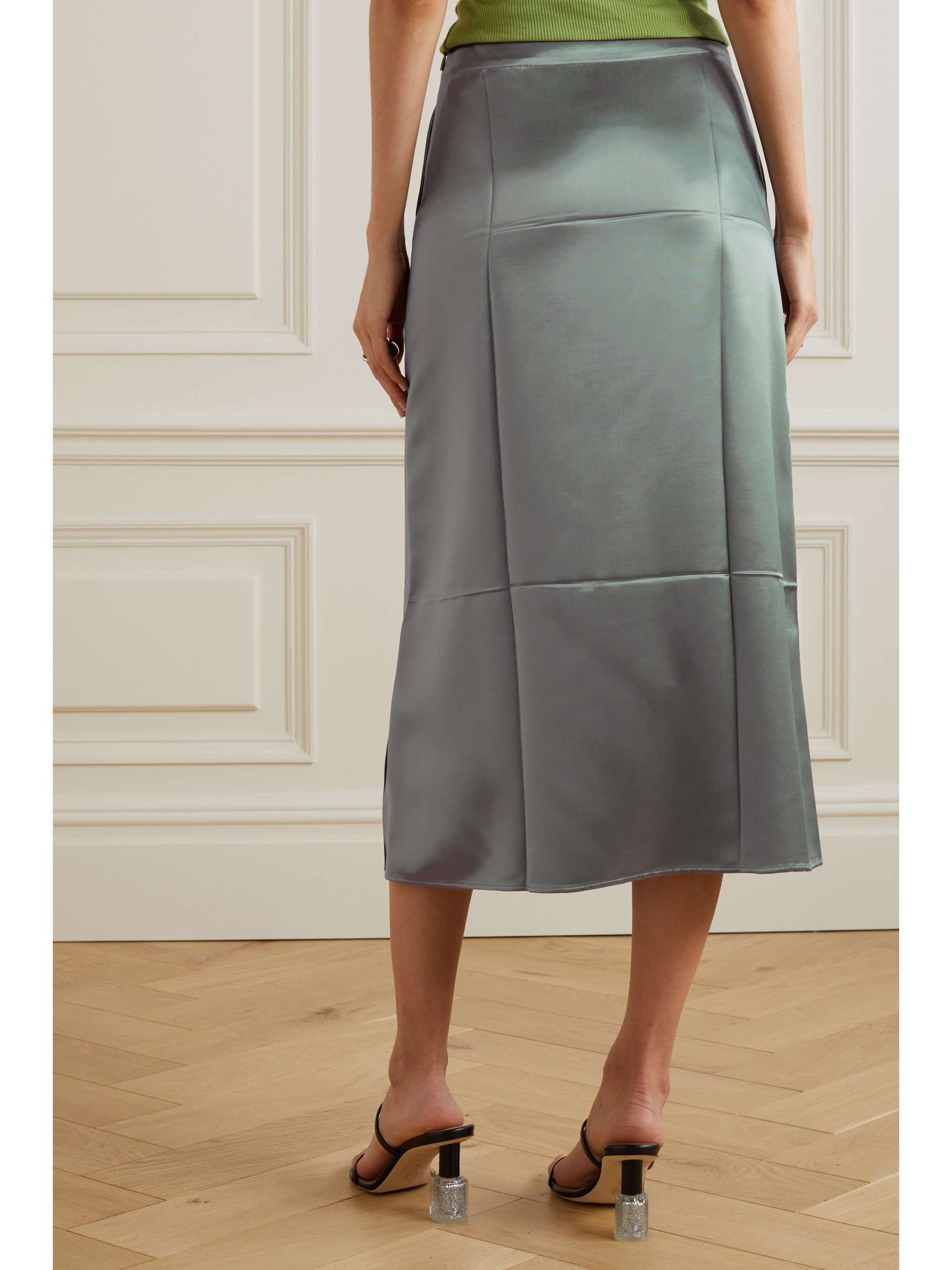 LOEWE Metallic satin midi skirt