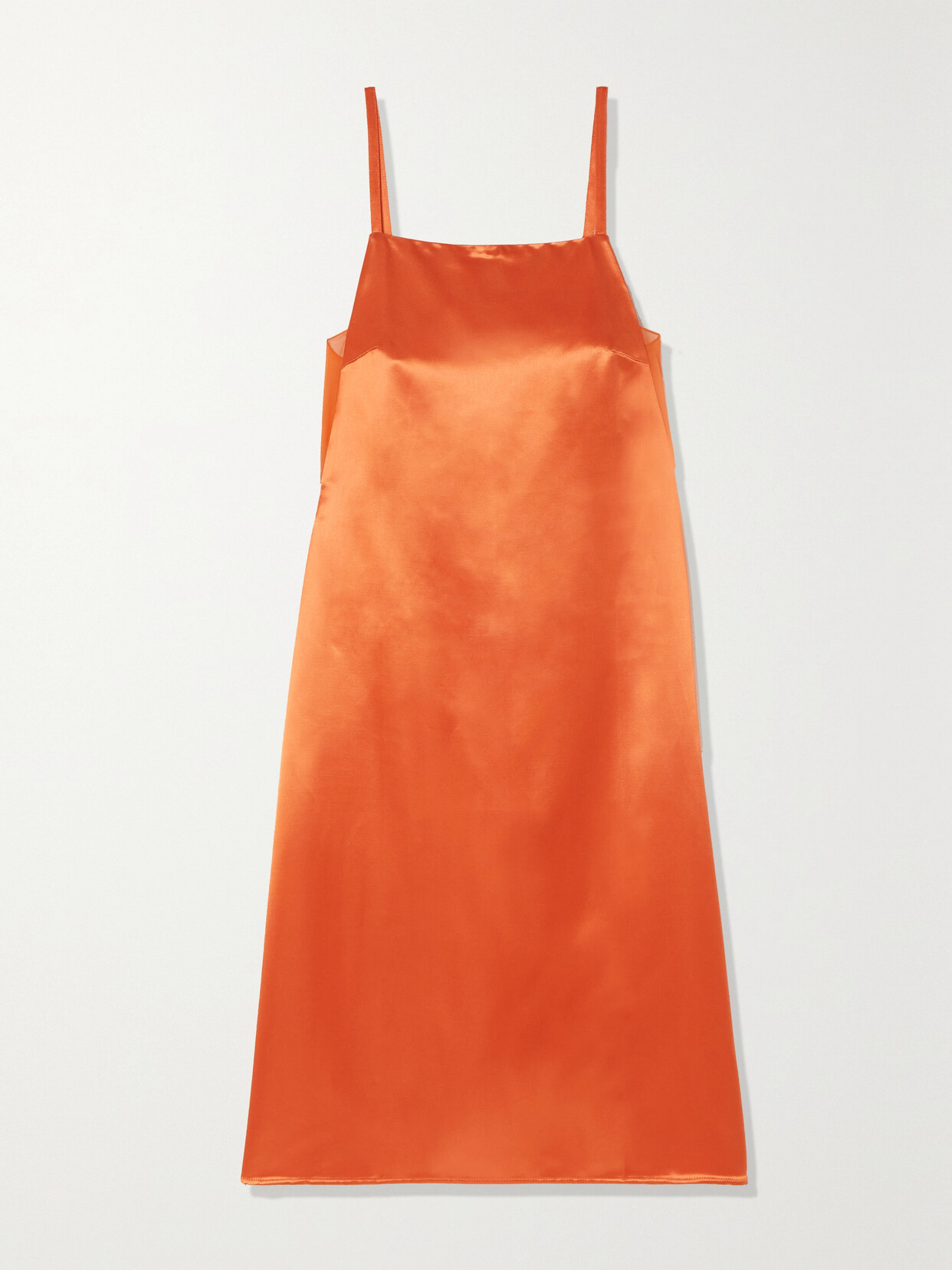 Loewe Silk-paneled Satin Dress In Orange