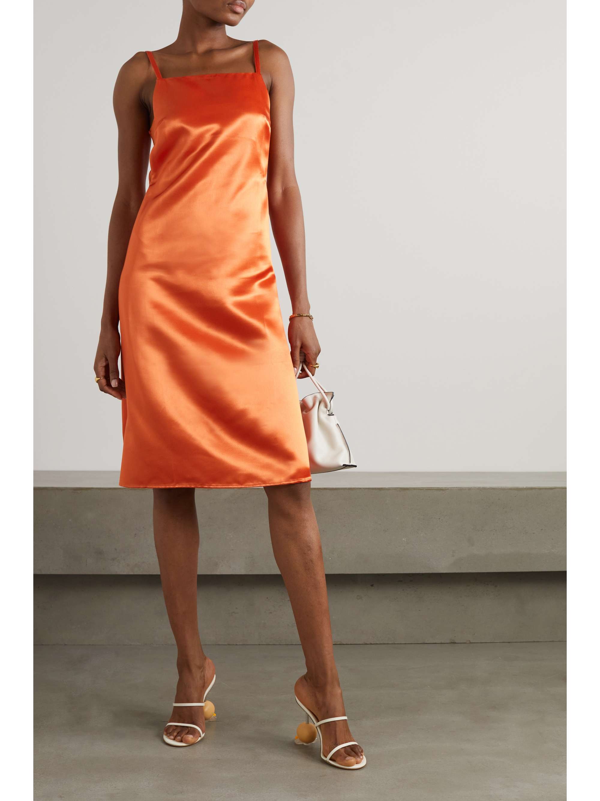 LOEWE Silk-paneled satin dress