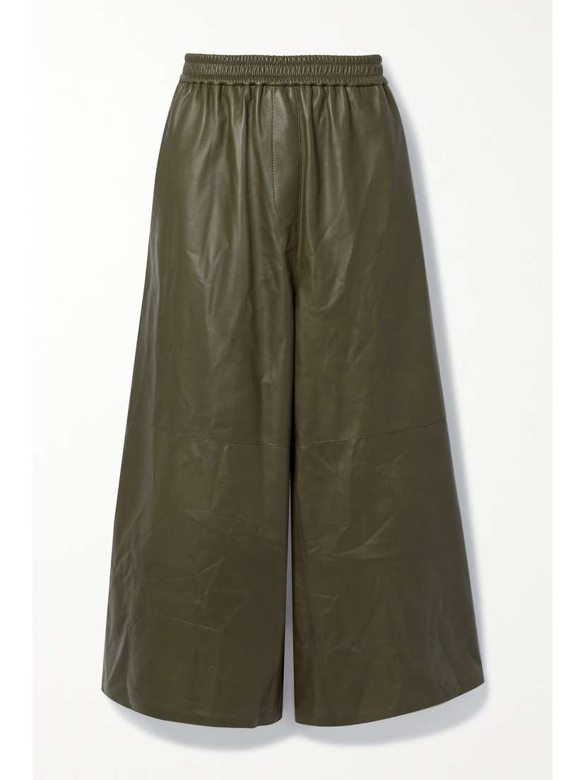 Loewe Cropped Leather Wide-leg Pants