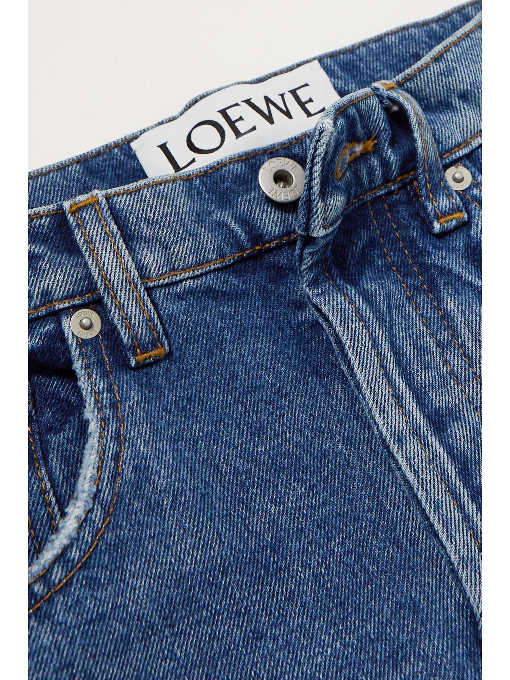 Distressed high-rise straight-leg jeans