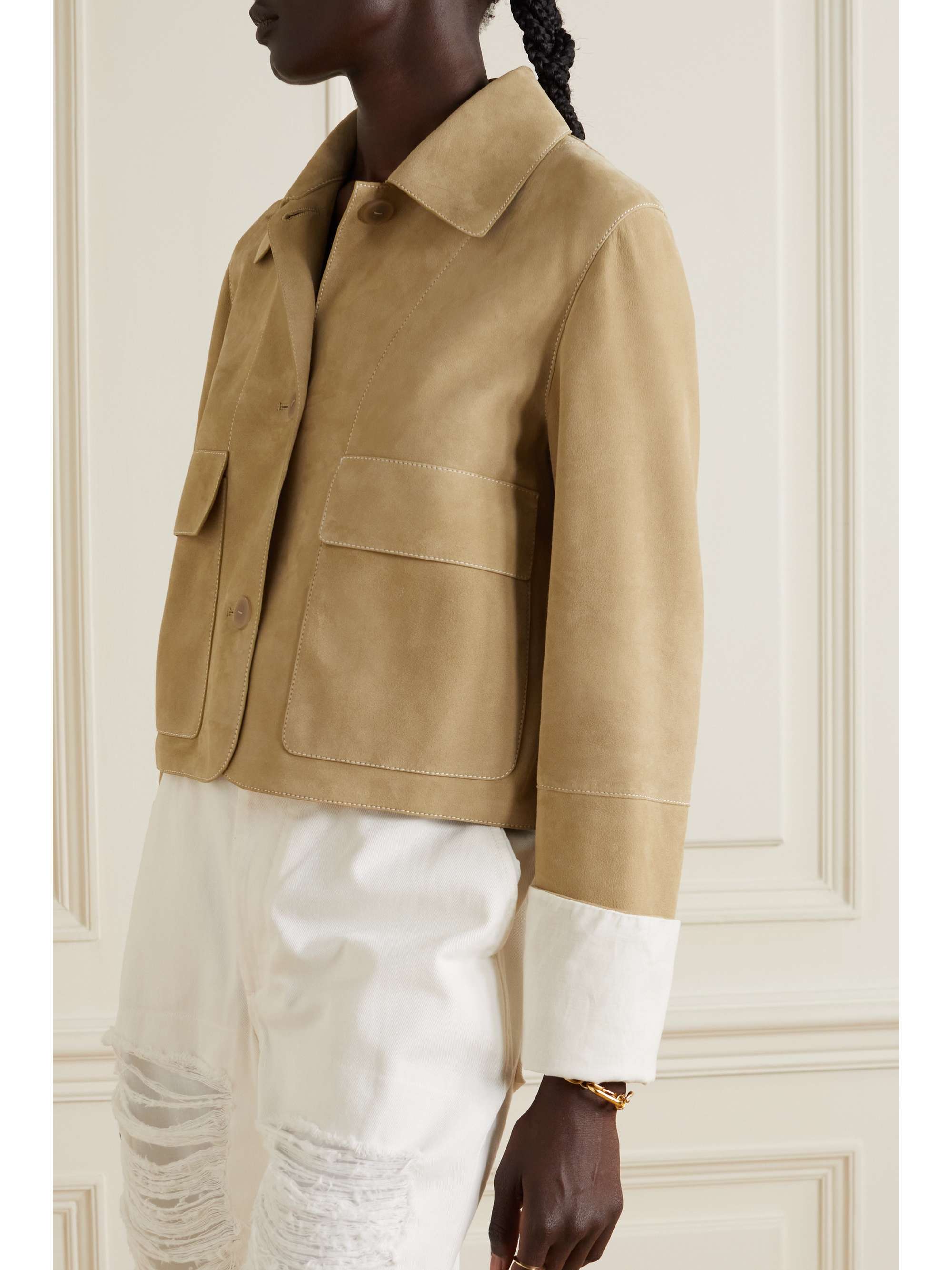 LOEWE Button-embellished suede jacket