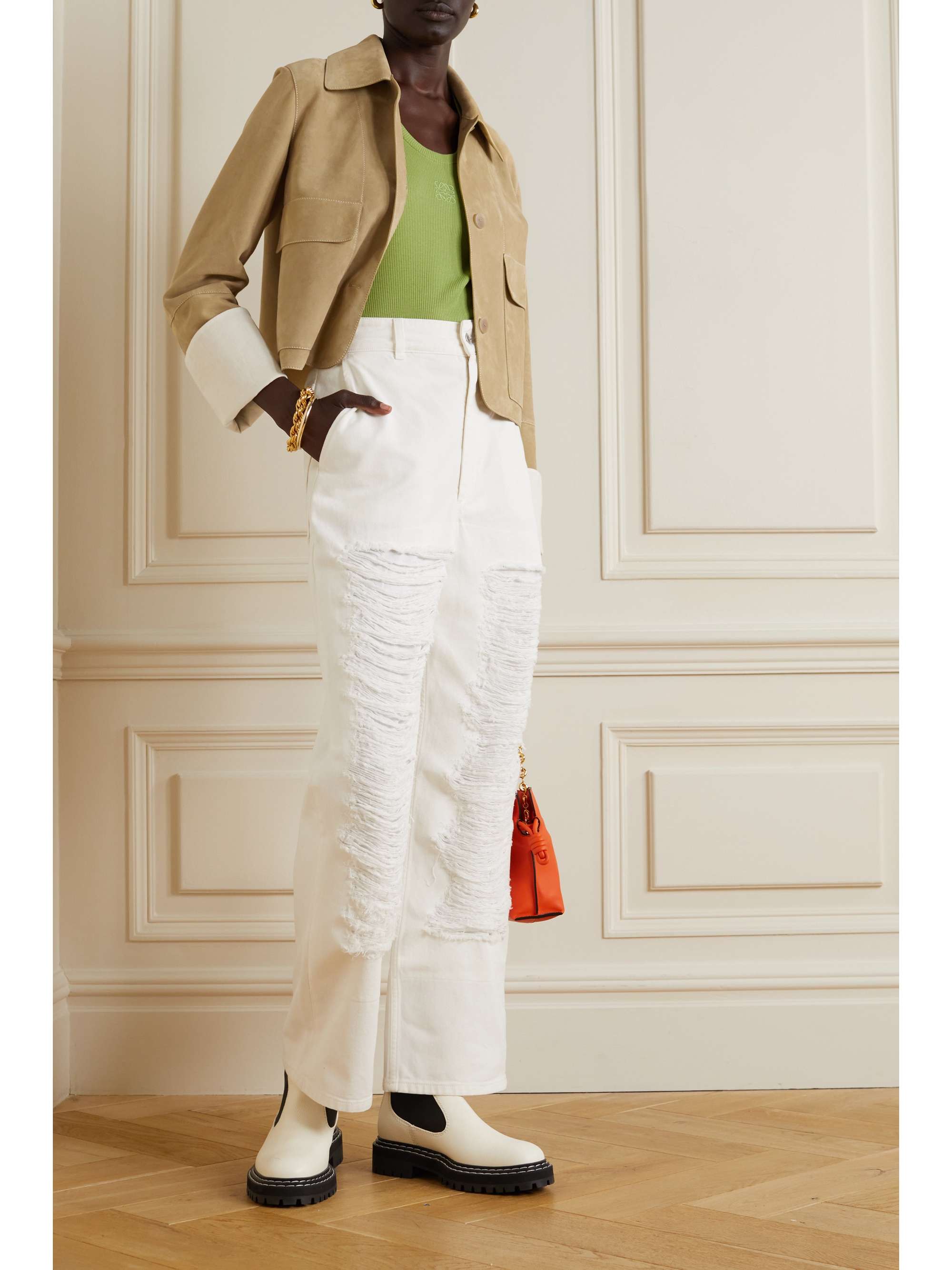 LOEWE Button-embellished suede jacket