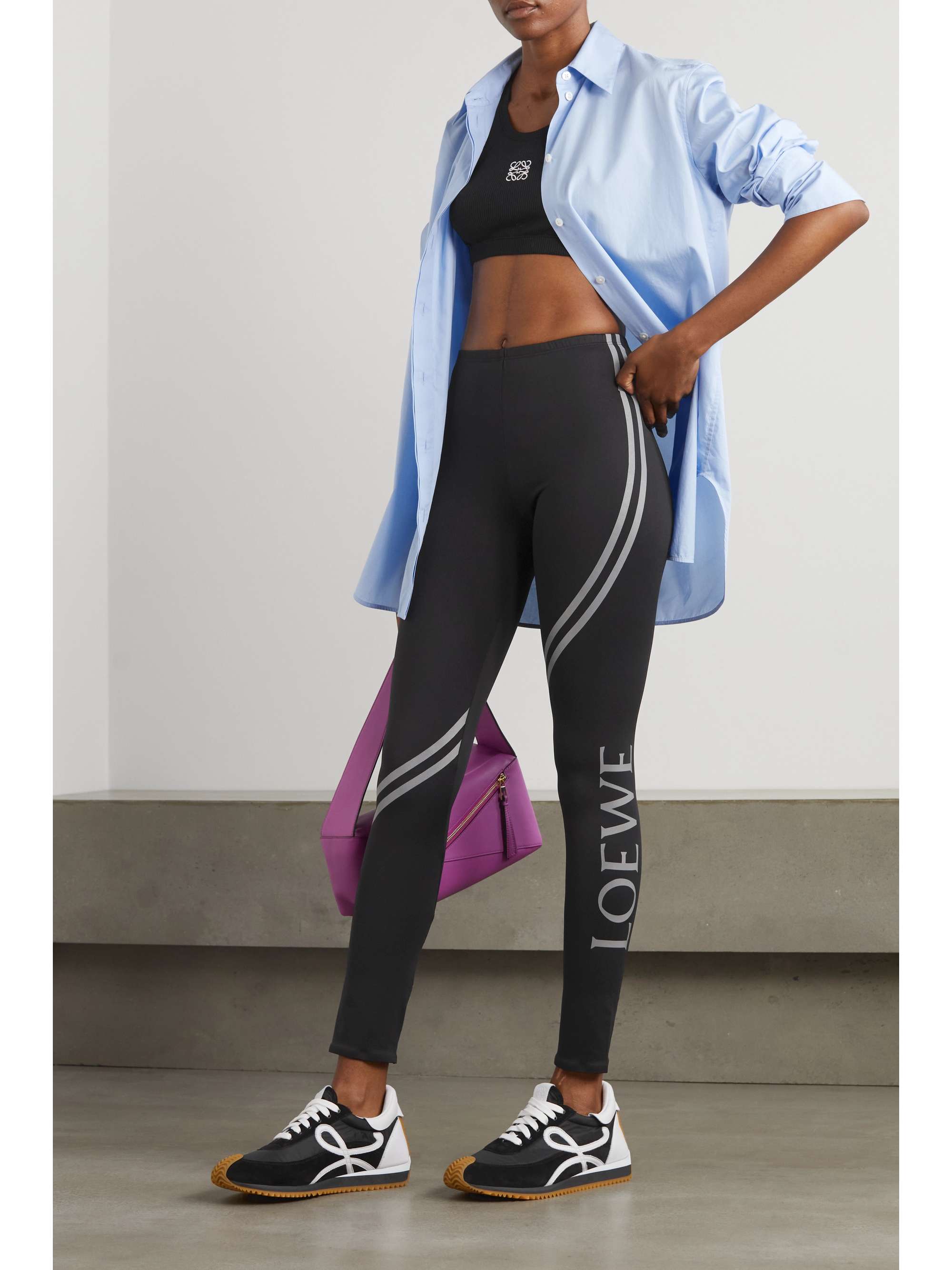Black Printed stretch-knit leggings 