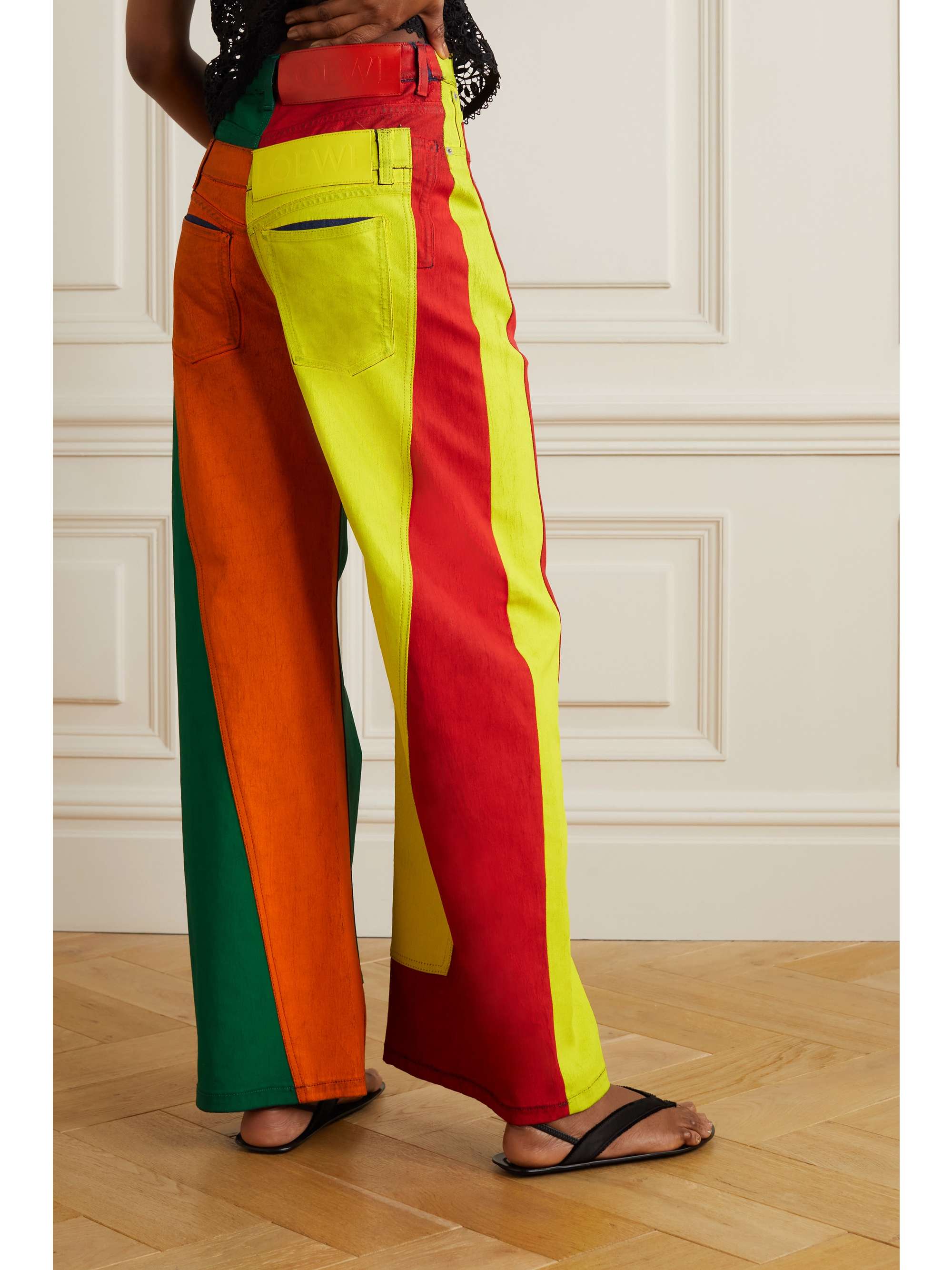 LOEWE Patchwork high-rise wide-leg jeans