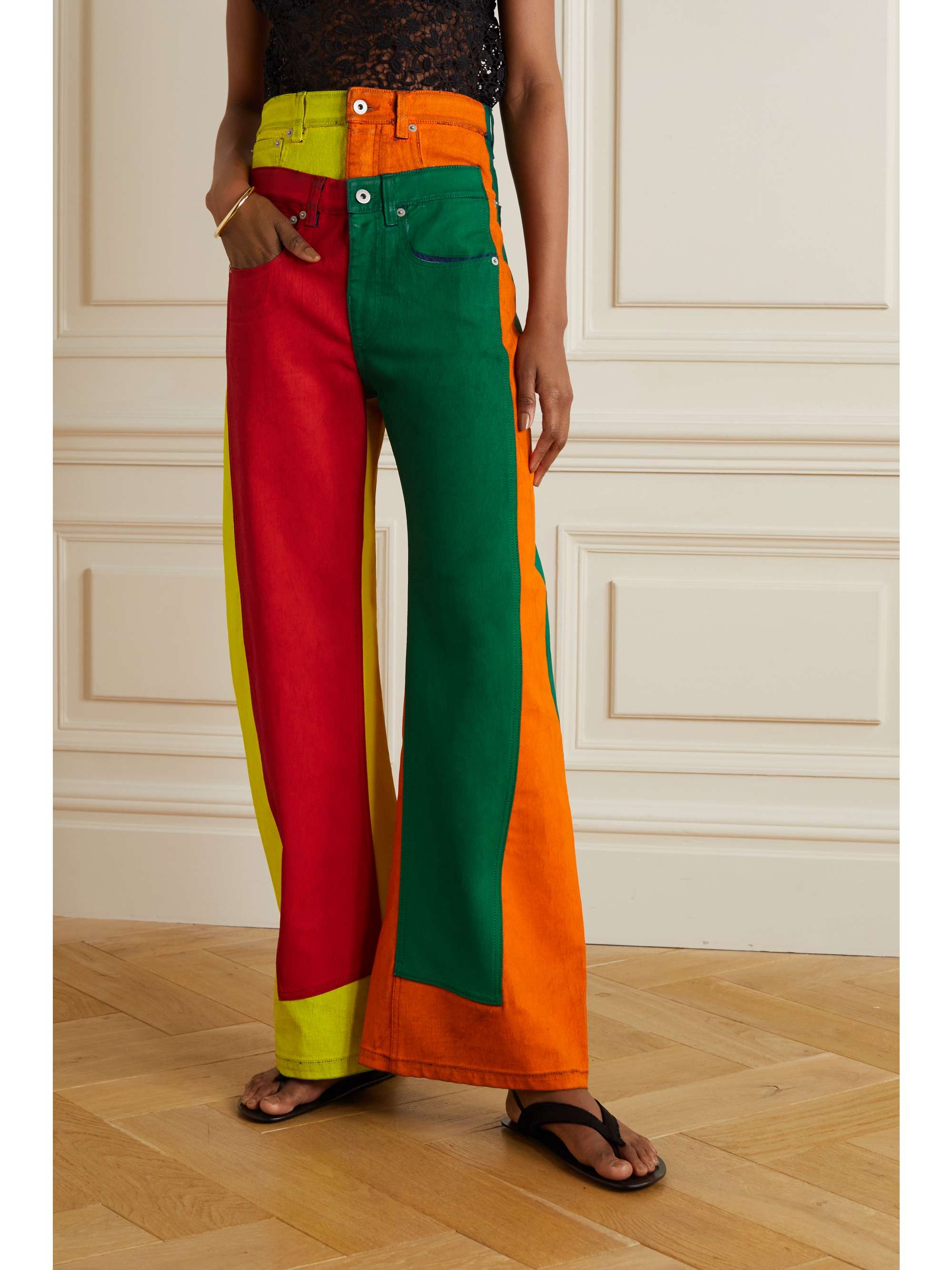 LOEWE Patchwork high-rise wide-leg jeans