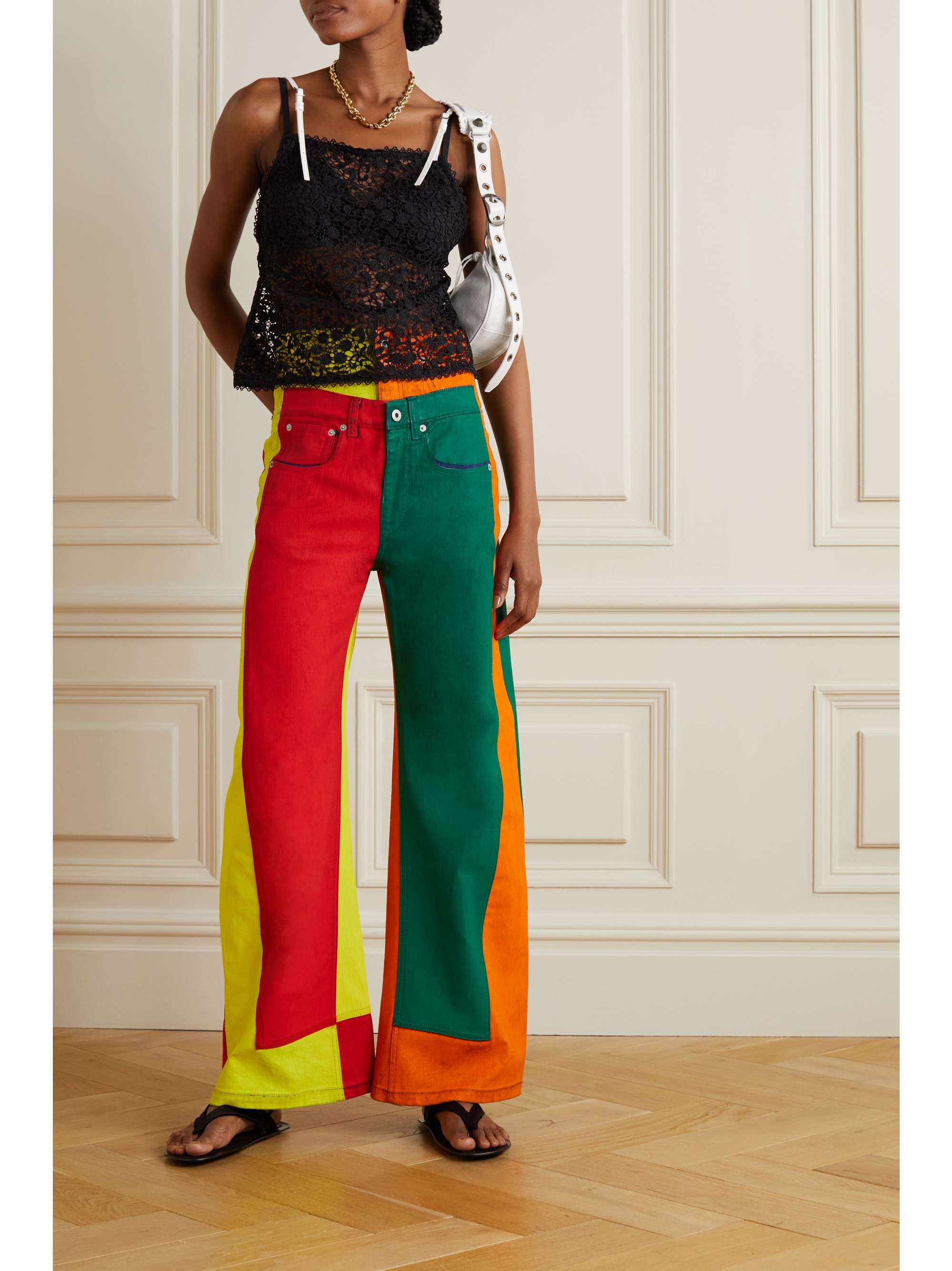 LOEWE Patchwork high-rise wide-leg jeans