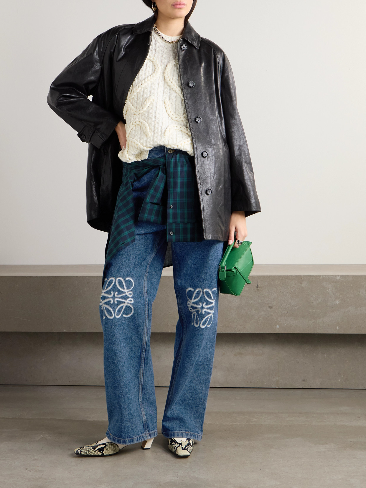 Loewe Anagram-print Wide-leg High-rise Denim Jeans In Blue