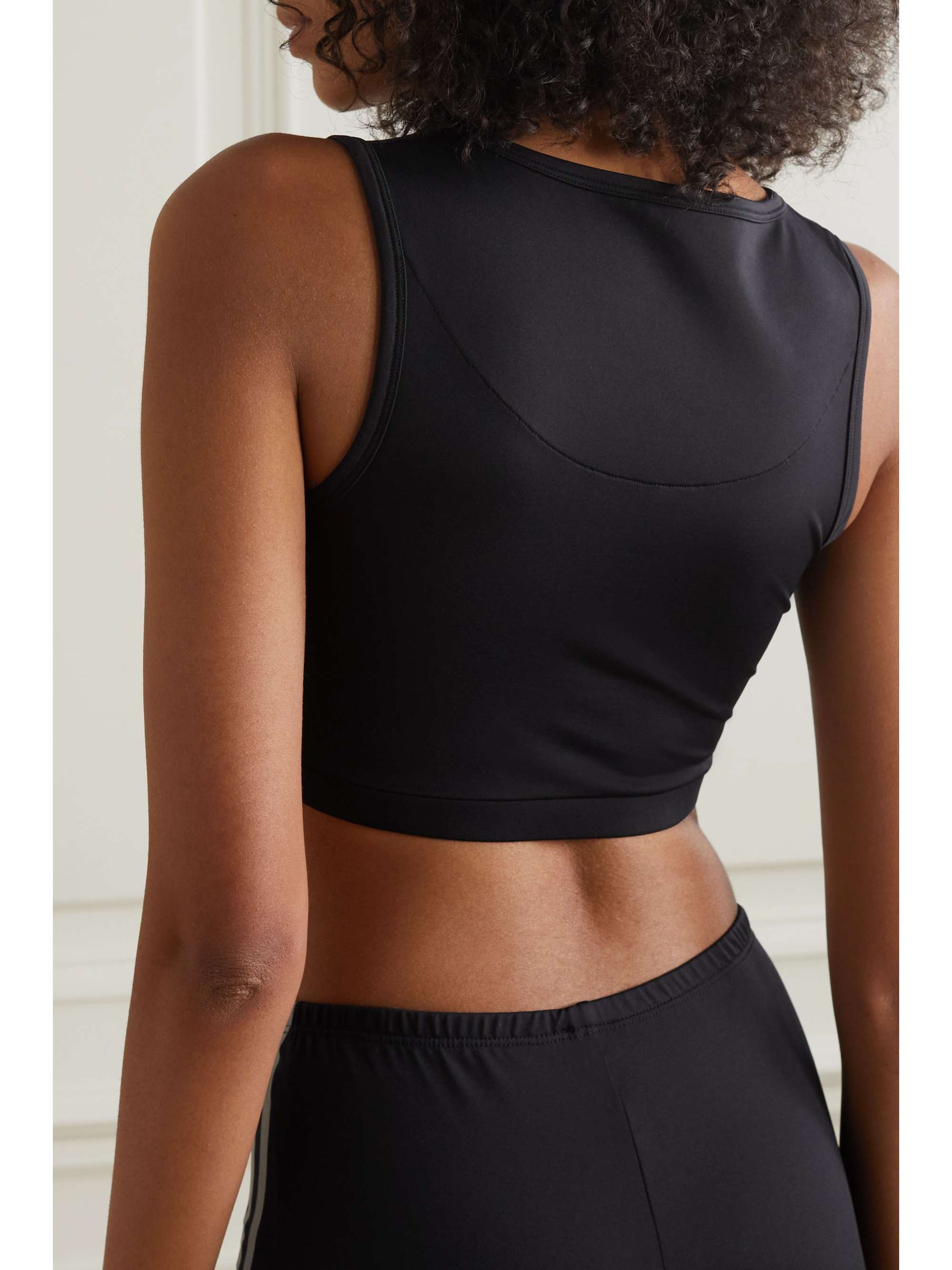 LOEWE Cropped embroidered stretch-jersey top