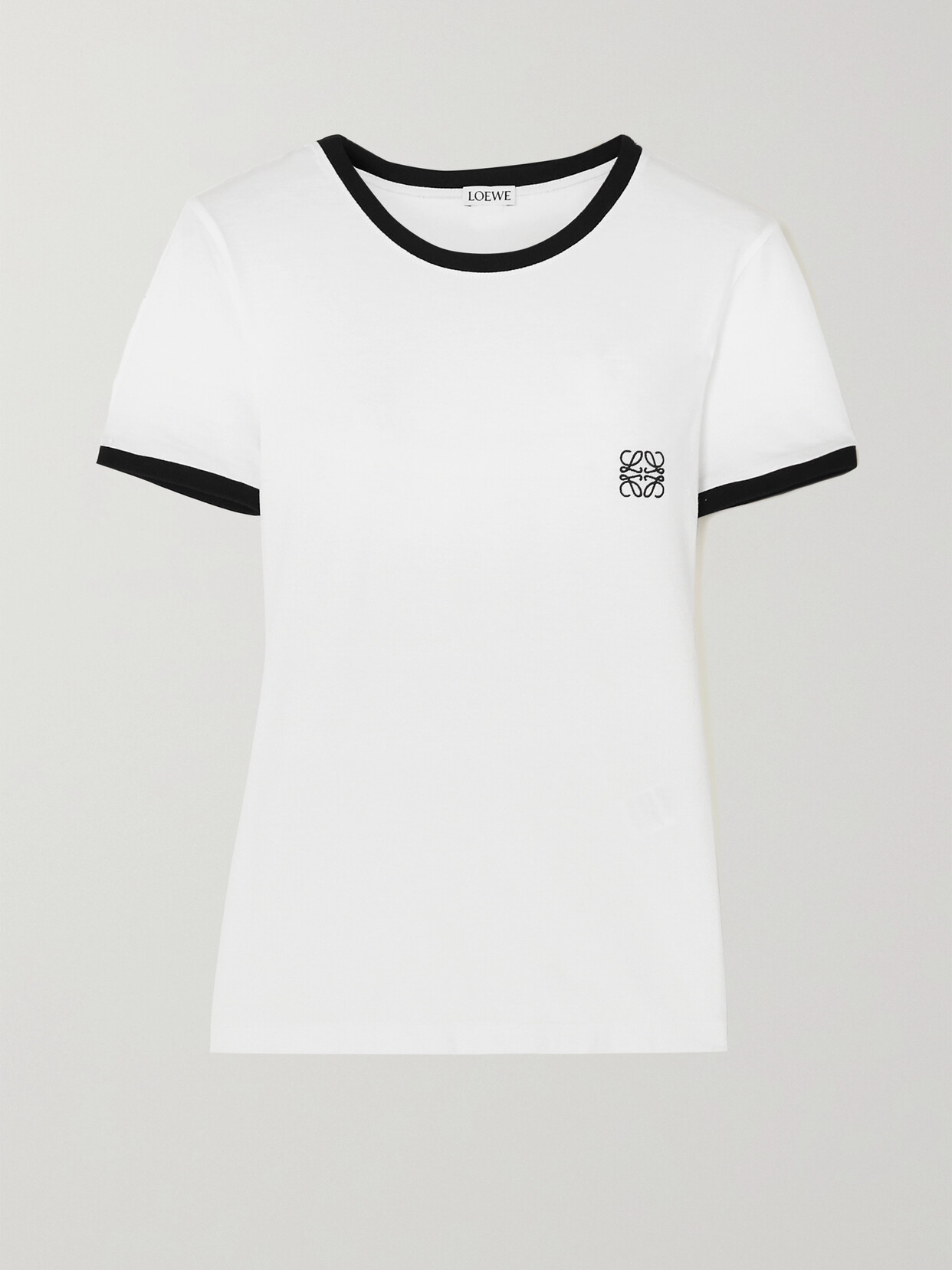 Shop Loewe Anagram Embroidered Cotton-jersey T-shirt In White