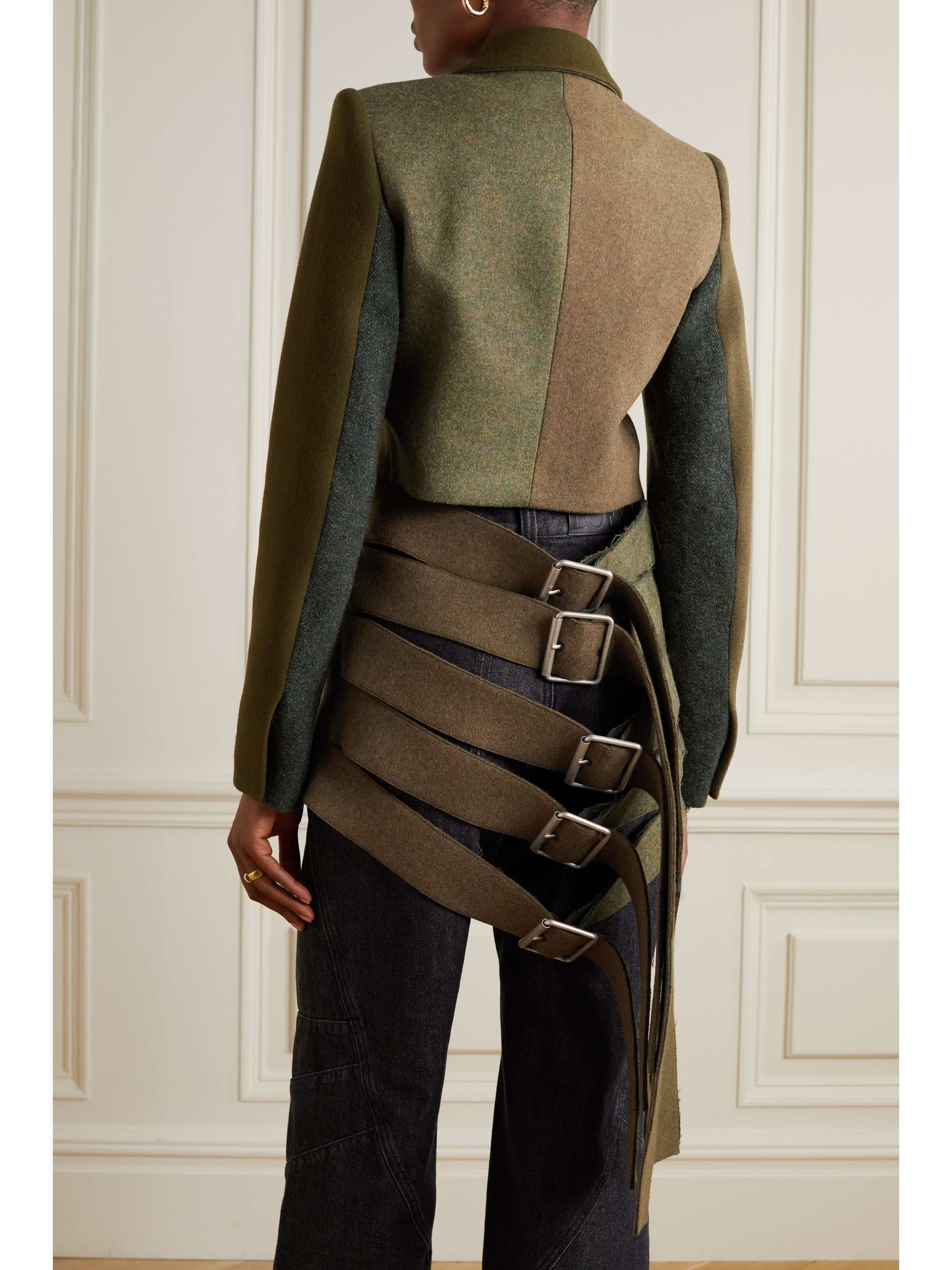 LOEWE Buckle-embellished color-block wool-blend felt blazer