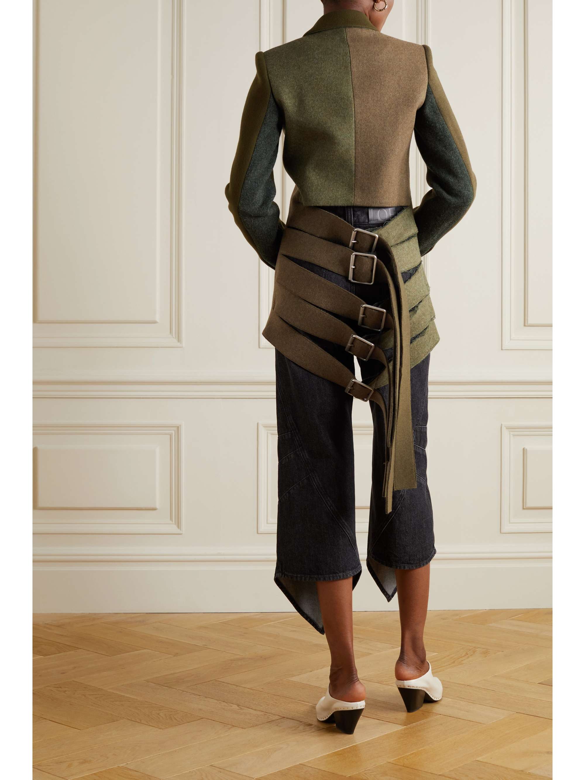 LOEWE Buckle-embellished color-block wool-blend felt blazer