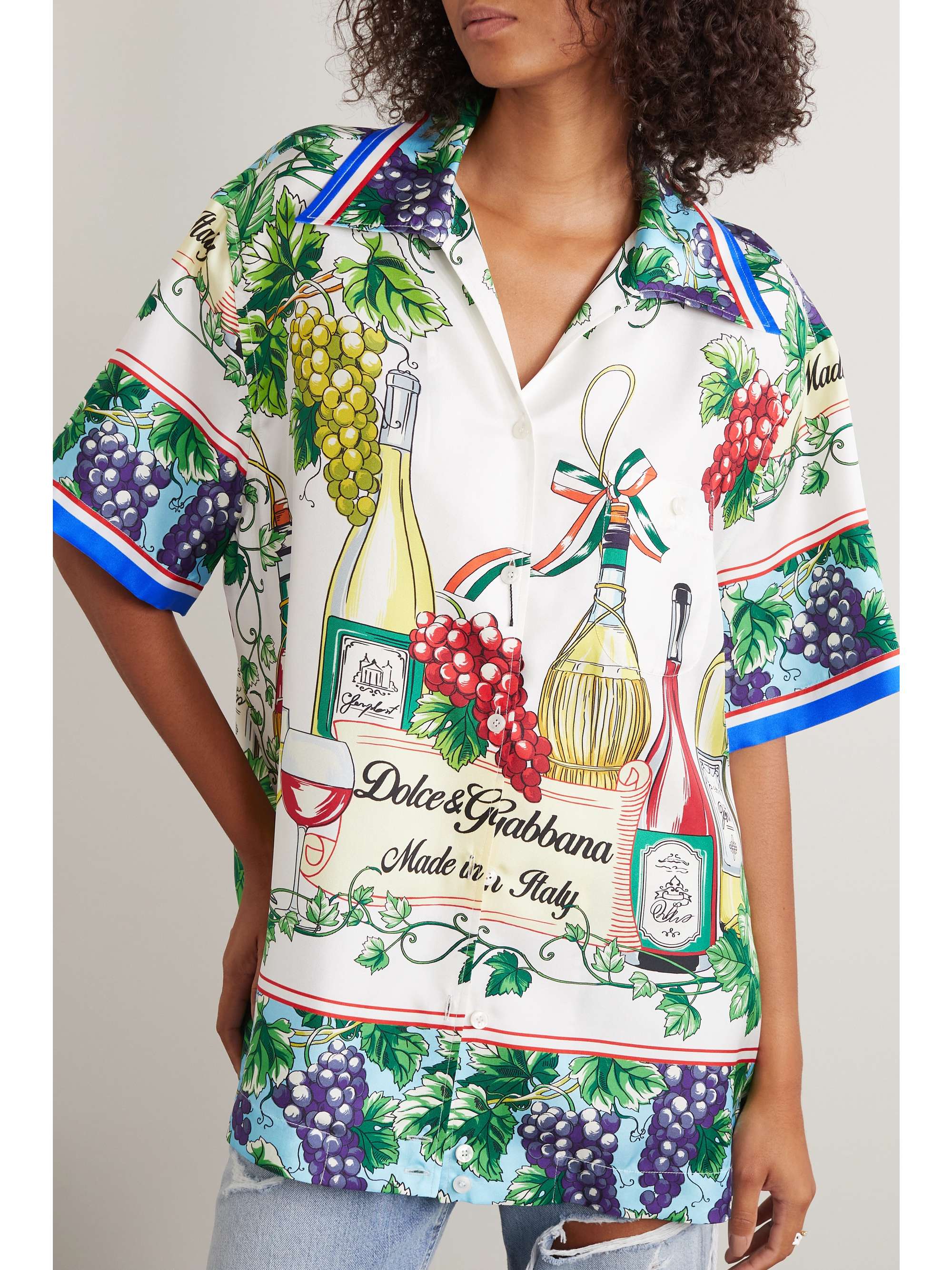 DOLCE&GABBANA Printed silk-twill shirt