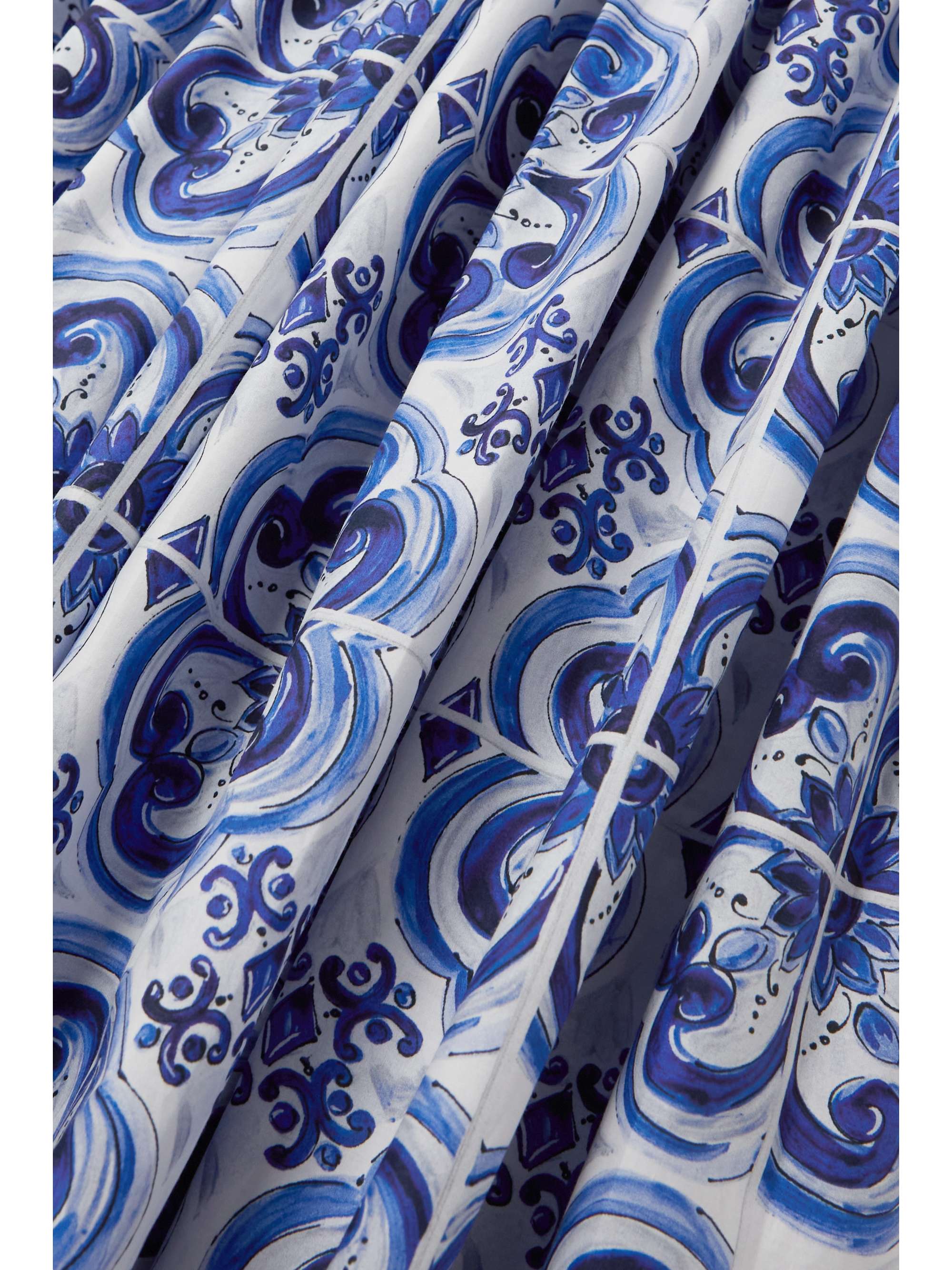 DOLCE&GABBANA Open-back shirred printed cotton-poplin maxi dress