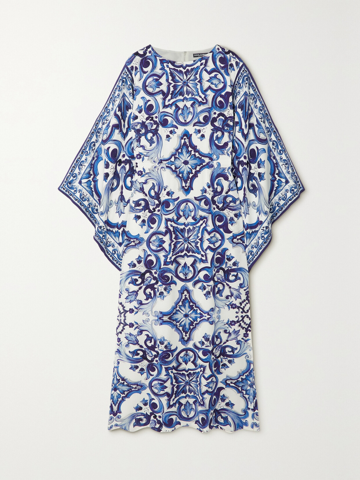 Dolce & Gabbana Printed Stretch-silk Kaftan In Blue