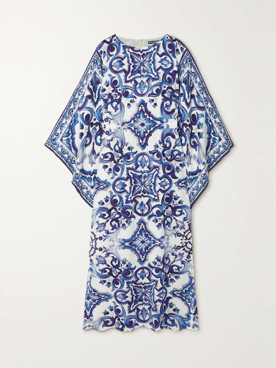 maiolica printed stretch-silk kaftan