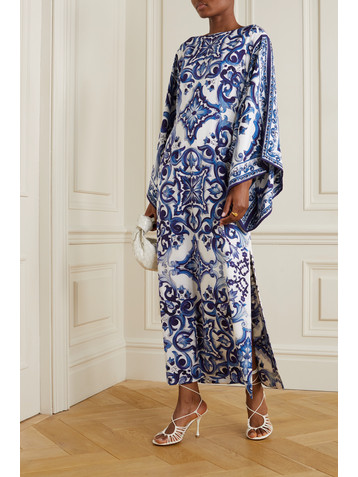 Dolce&Gabbana Maiolica printed stretch-silk kaftan