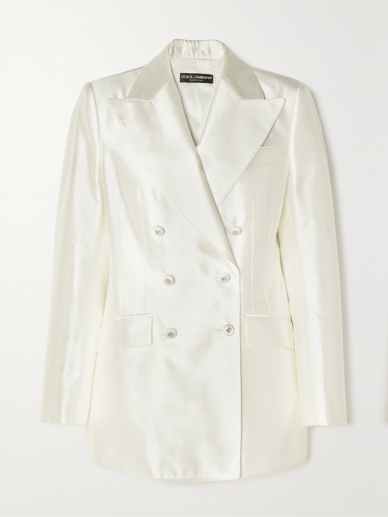 DOLCE & GABBANA DOUBLE-BREASTED SILK-SATIN BLAZER