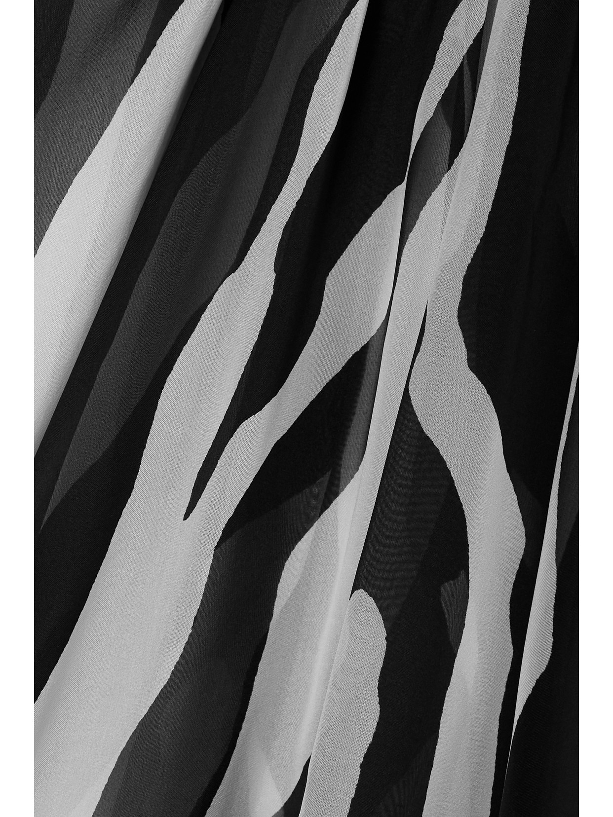 Dolce & Gabbana Belted Gathered Zebra-print Chiffon Blouse In Black