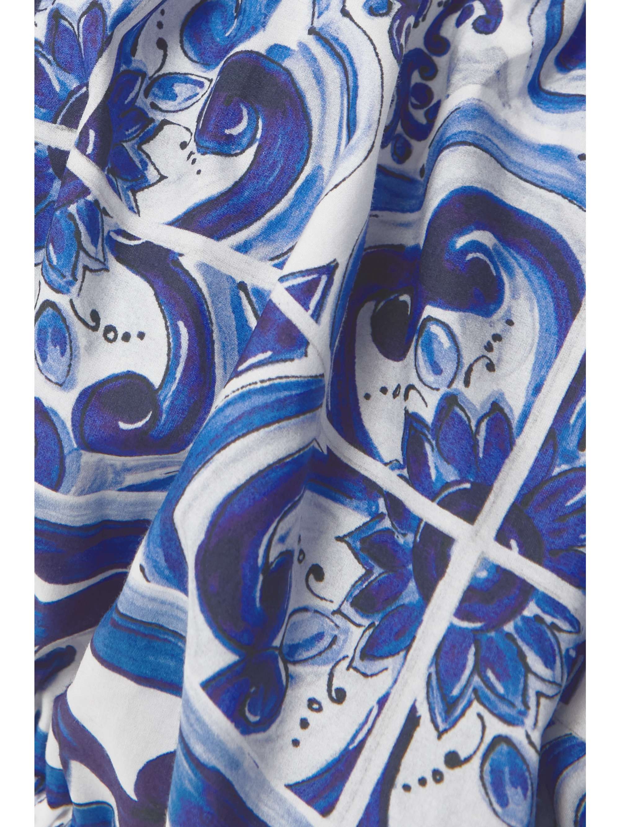 DOLCE&GABBANA Bardot cropped printed cotton-poplin top