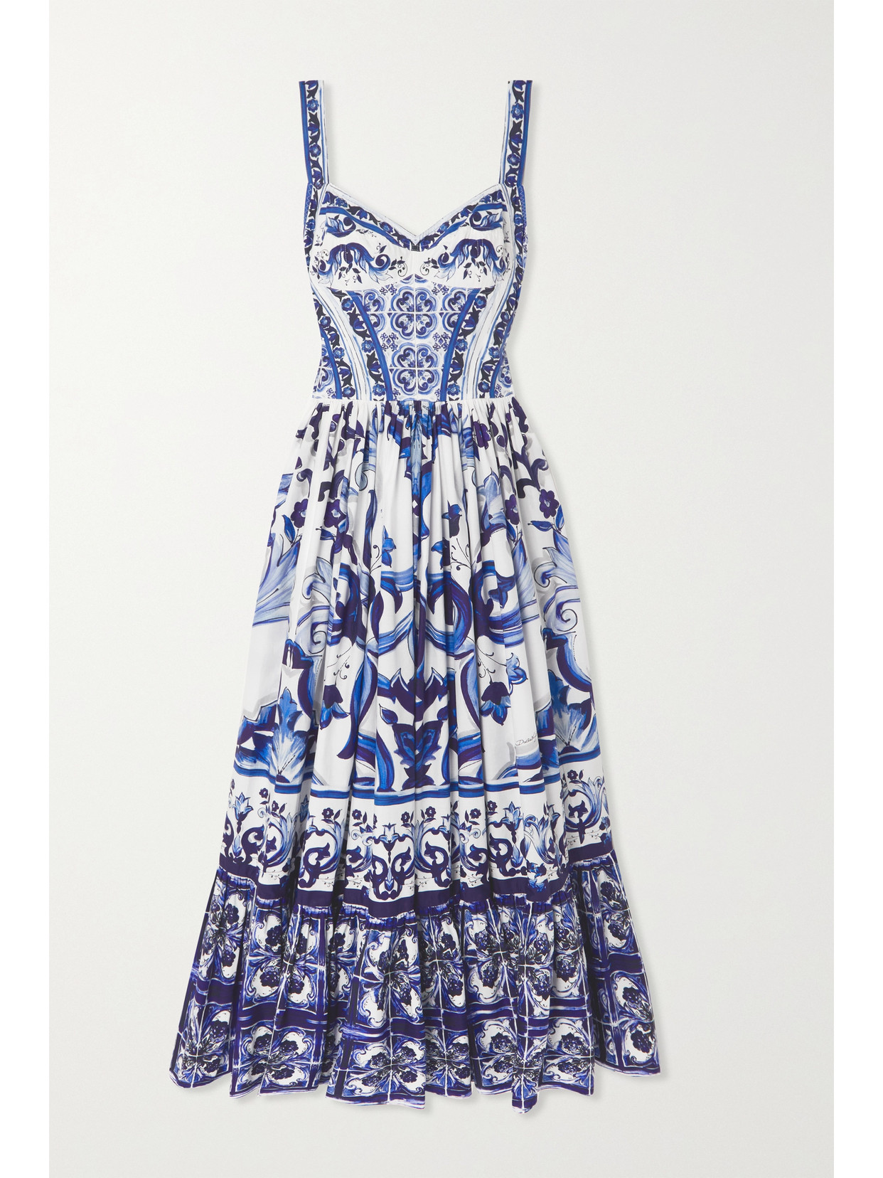 DOLCE & GABBANA PRINTED COTTON-POPLIN MAXI DRESS