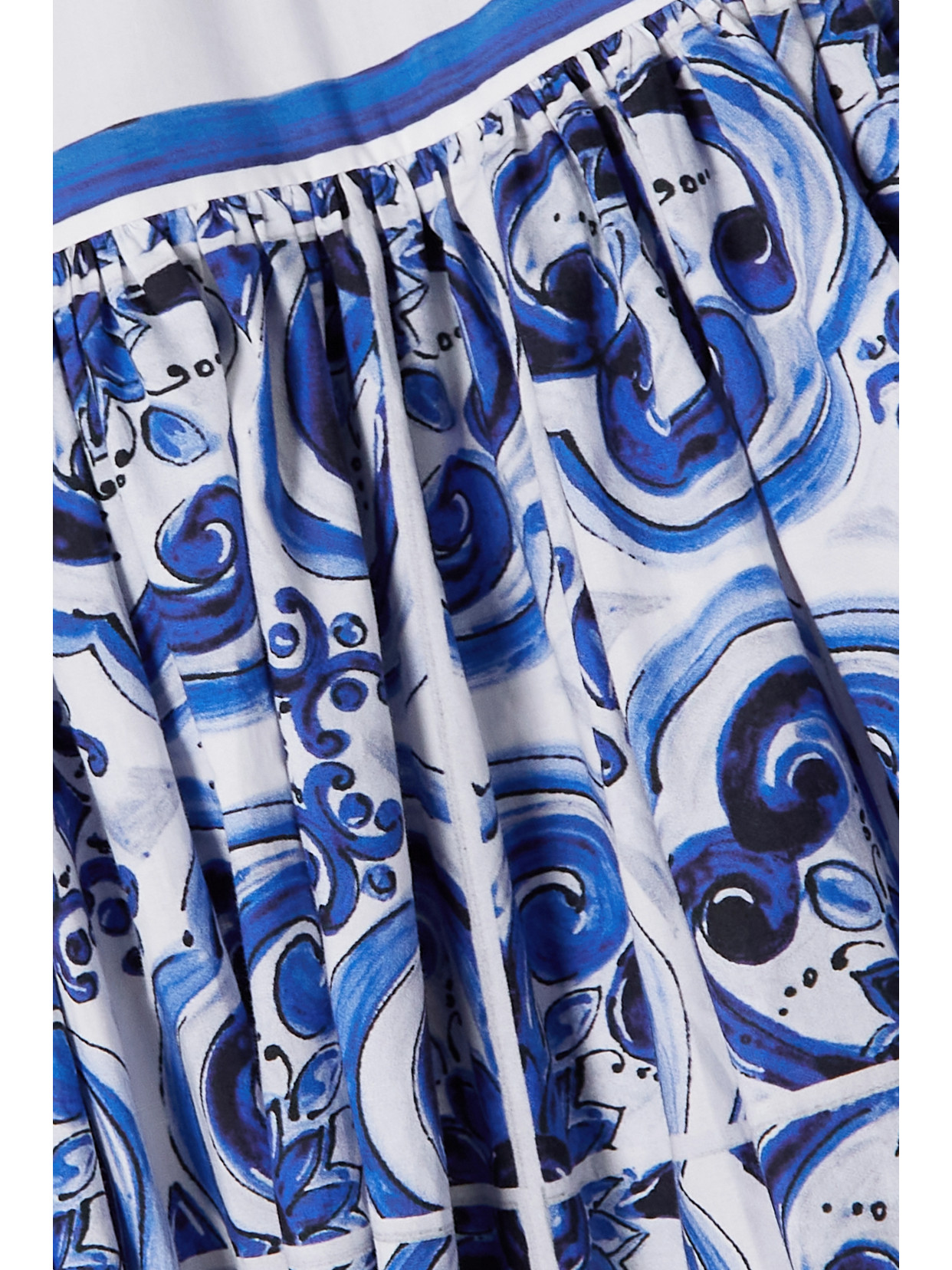 Shop Dolce & Gabbana Tiered Printed Cotton-poplin Maxi Skirt In Blue