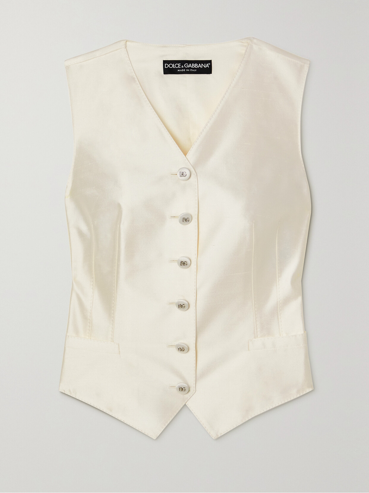 Dolce & Gabbana Embellished Silk-satin Vest In White